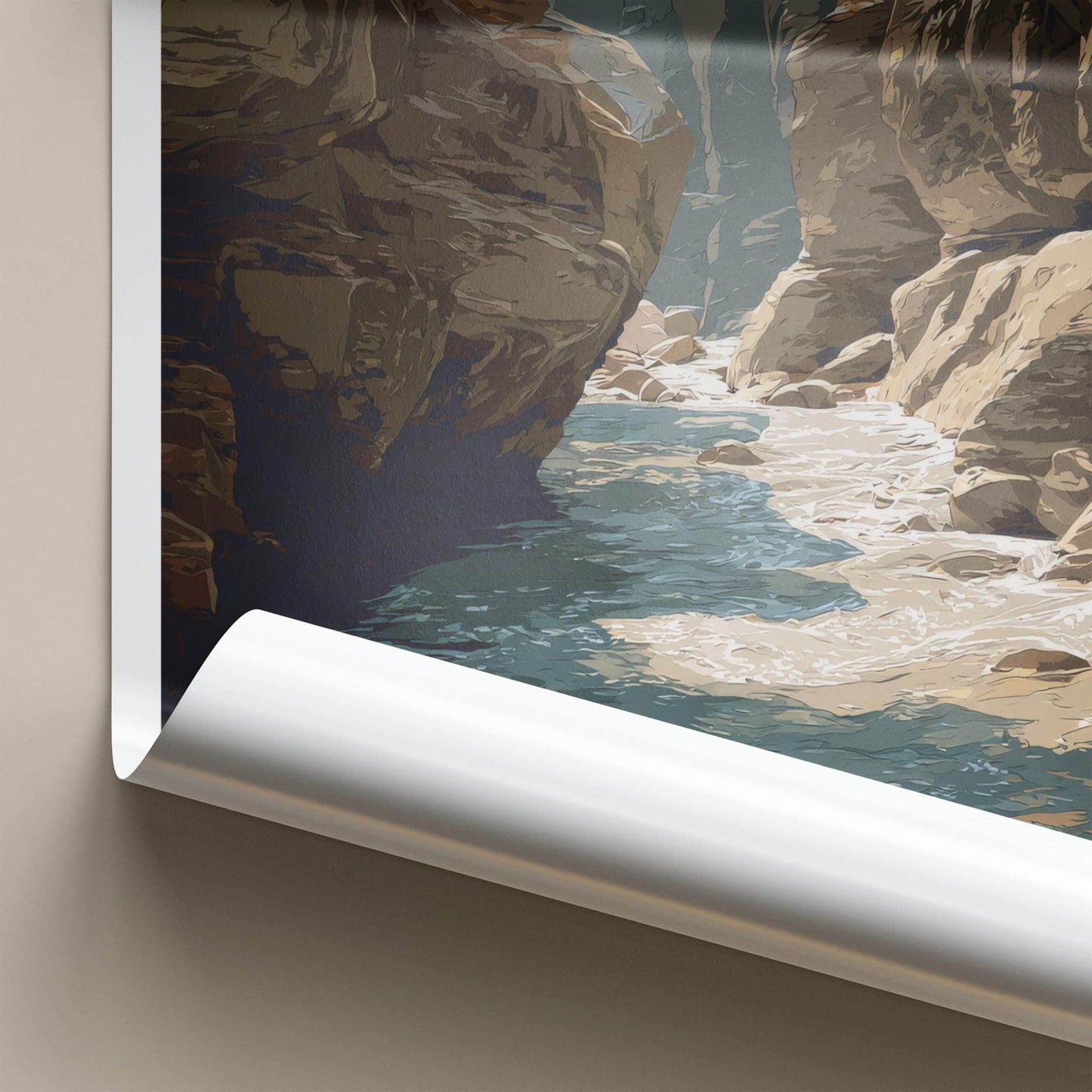 Wadi Al-Mujib Poster - Jordan Travel Art - River Canyon Flow Home Decor