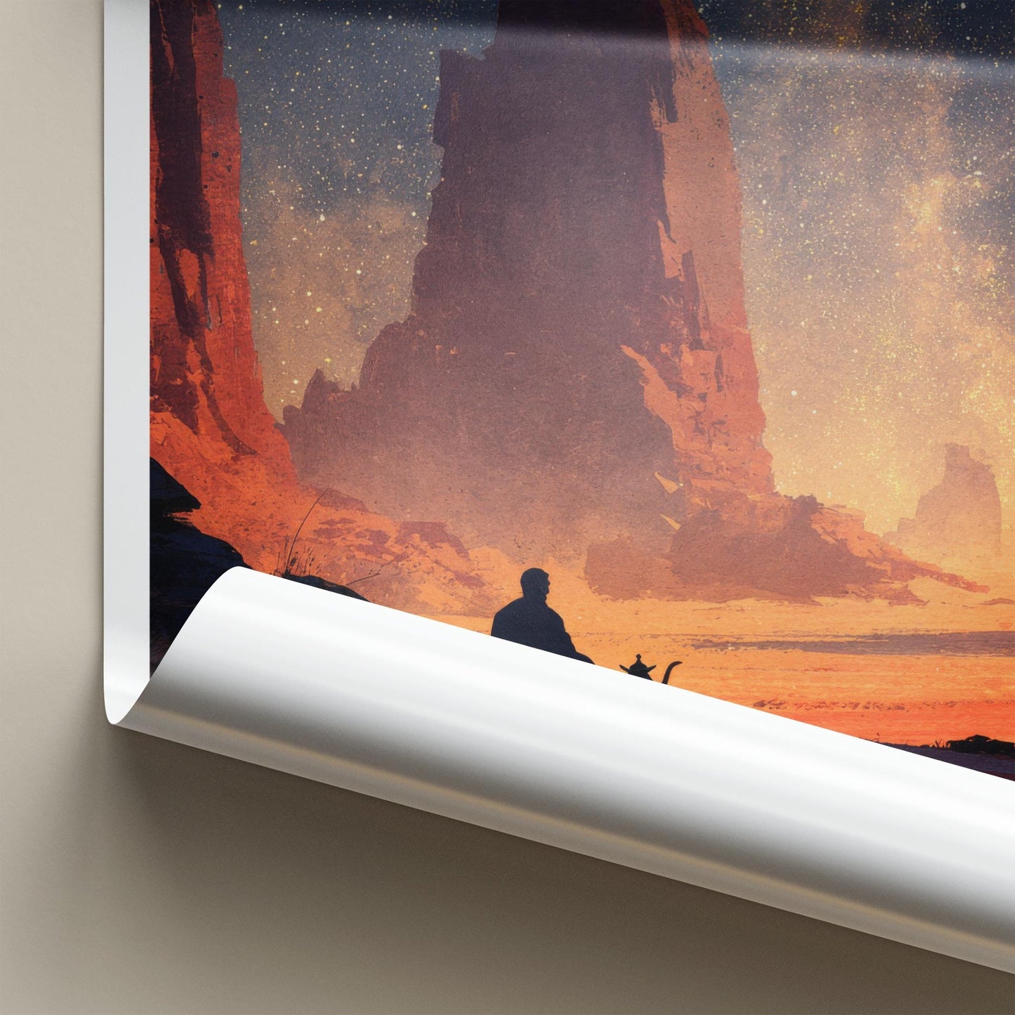 Wadi Al-Qamar Poster - Jordan Travel Art - Desert Night Stars Home Decor