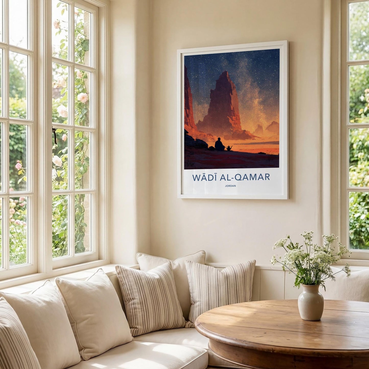 Wadi Al-Qamar Poster - Jordan Travel Art - Desert Night Stars Home Decor