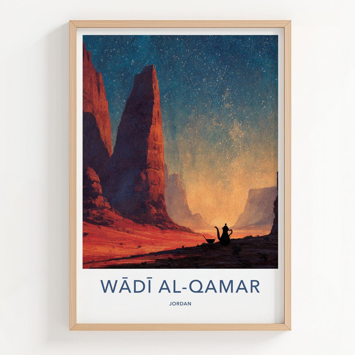 Wadi Al-Qamar Poster - Jordan Travel Art - Starry Desert Teapot Home Decor