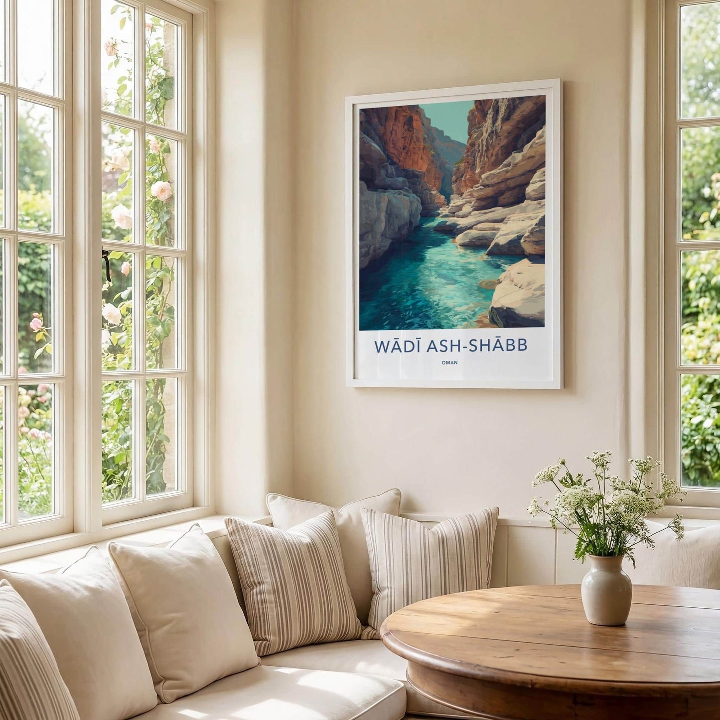 Wadi Ash-Shabb Poster - Oman Travel Art - Turquoise River Canyon Home Decor