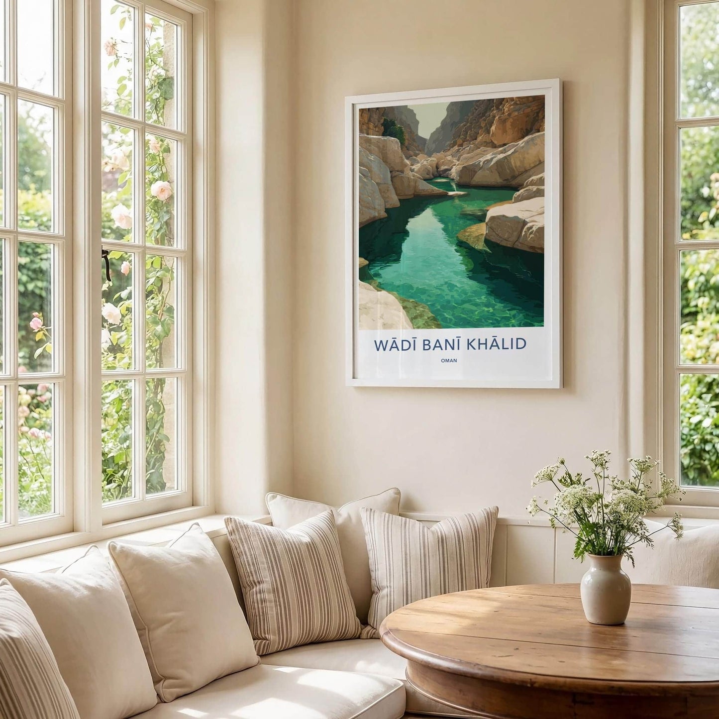 Wadi Bani Khalid Poster - Oman Travel Art - Canyon Green Water Home Decor