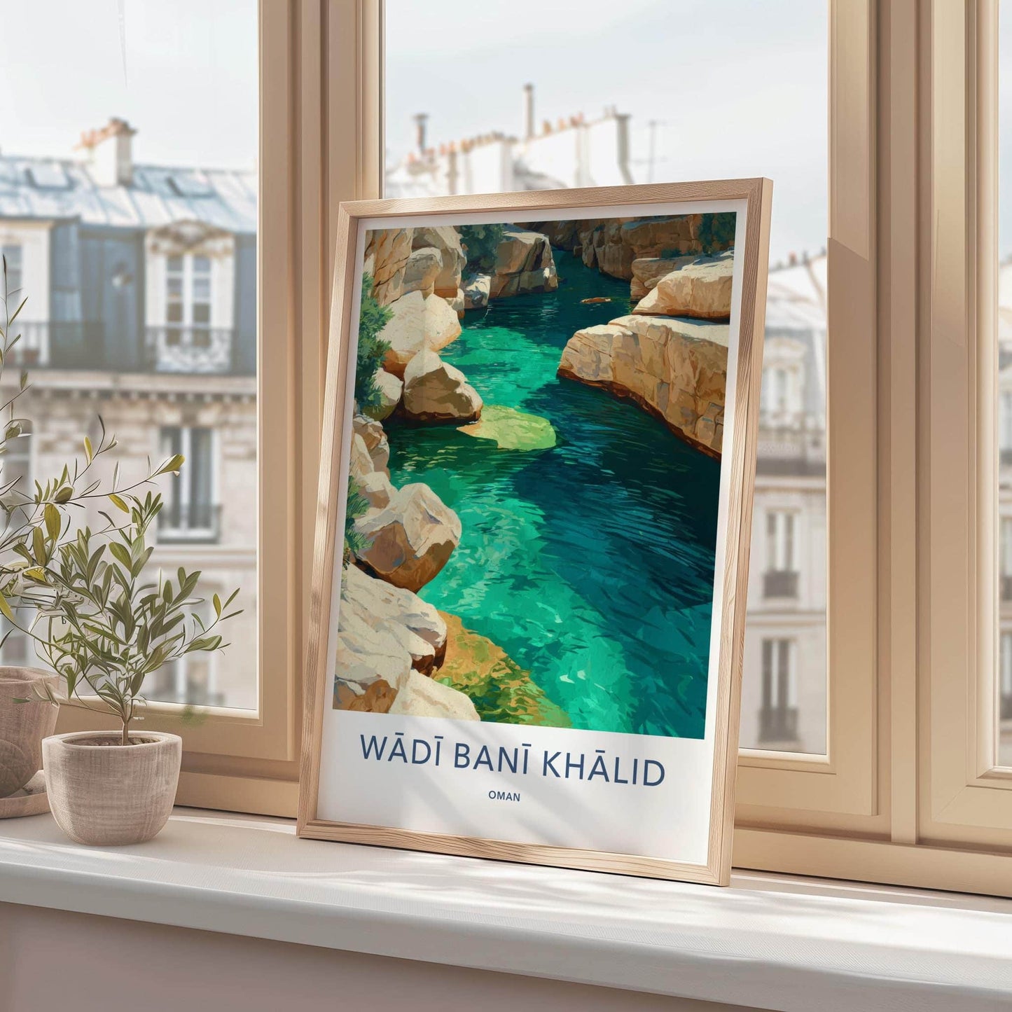 Wadi Bani Khalid Poster - Oman Travel Art - Turquoise Water Canyon Home Decor