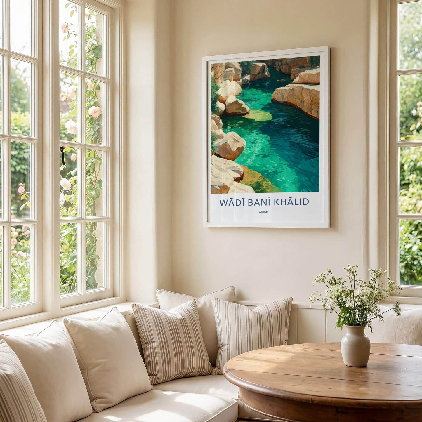 Wadi Bani Khalid Poster - Oman Travel Art - Turquoise Water Canyon Home Decor