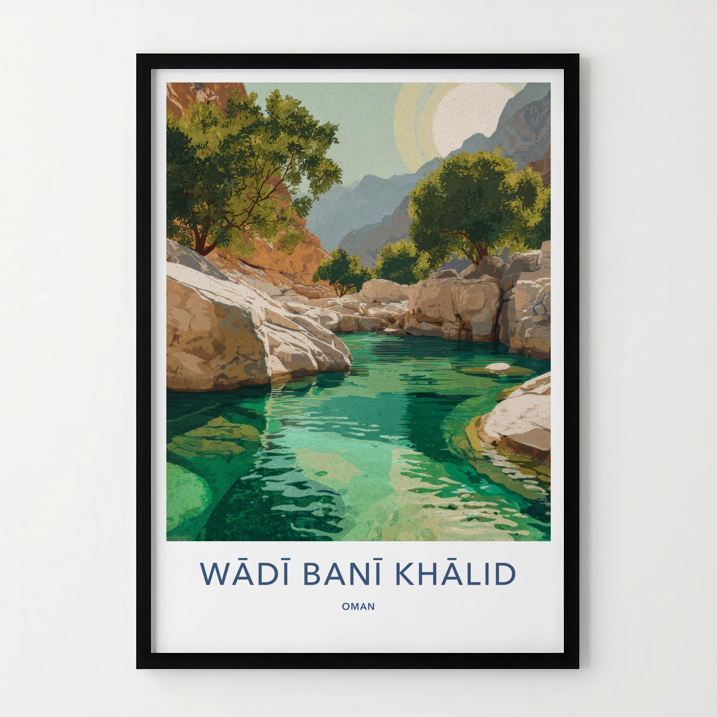 Wadi Bani Khalid Poster - Oman Travel Art - Turquoise Water Oasis Home Decor
