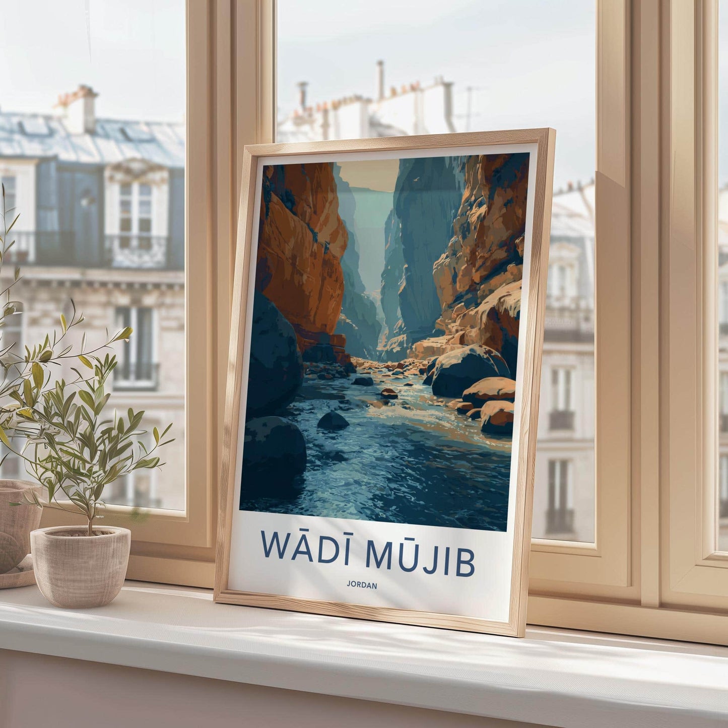 Wadi Mujib Poster - Jordan Travel Art - Deep Gorge River Home Decor