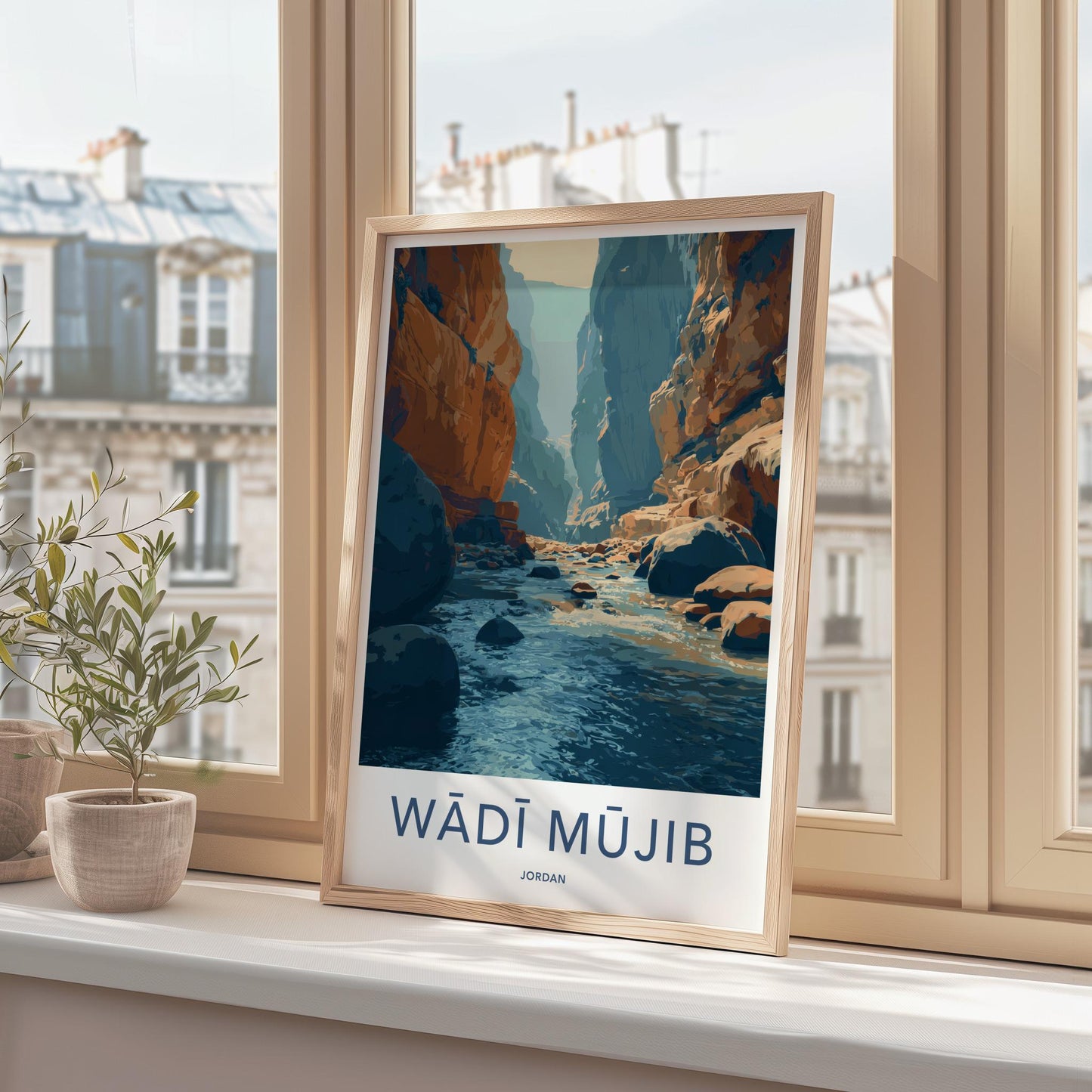 Wadi Mujib Poster - Jordan Travel Art - Deep Gorge River Home Decor