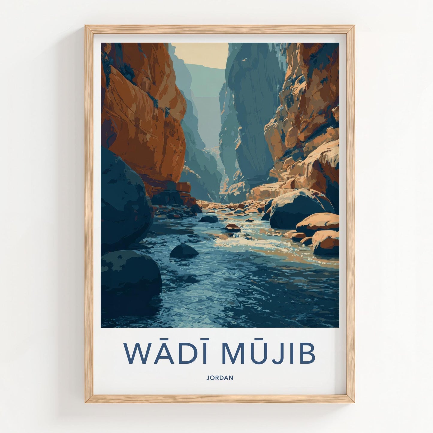 Wadi Mujib Poster - Jordan Travel Art - Deep Gorge River Home Decor