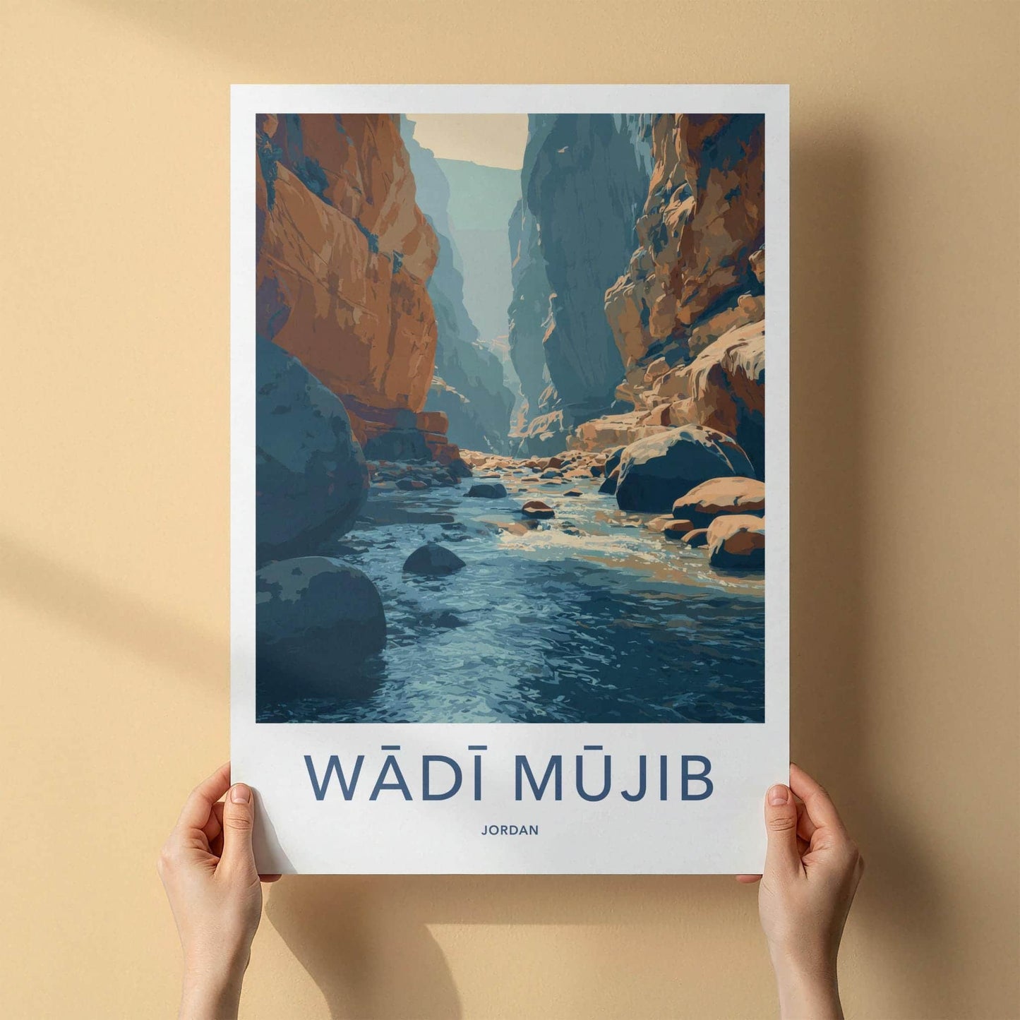 Wadi Mujib Poster - Jordan Travel Art - Deep Gorge River Home Decor