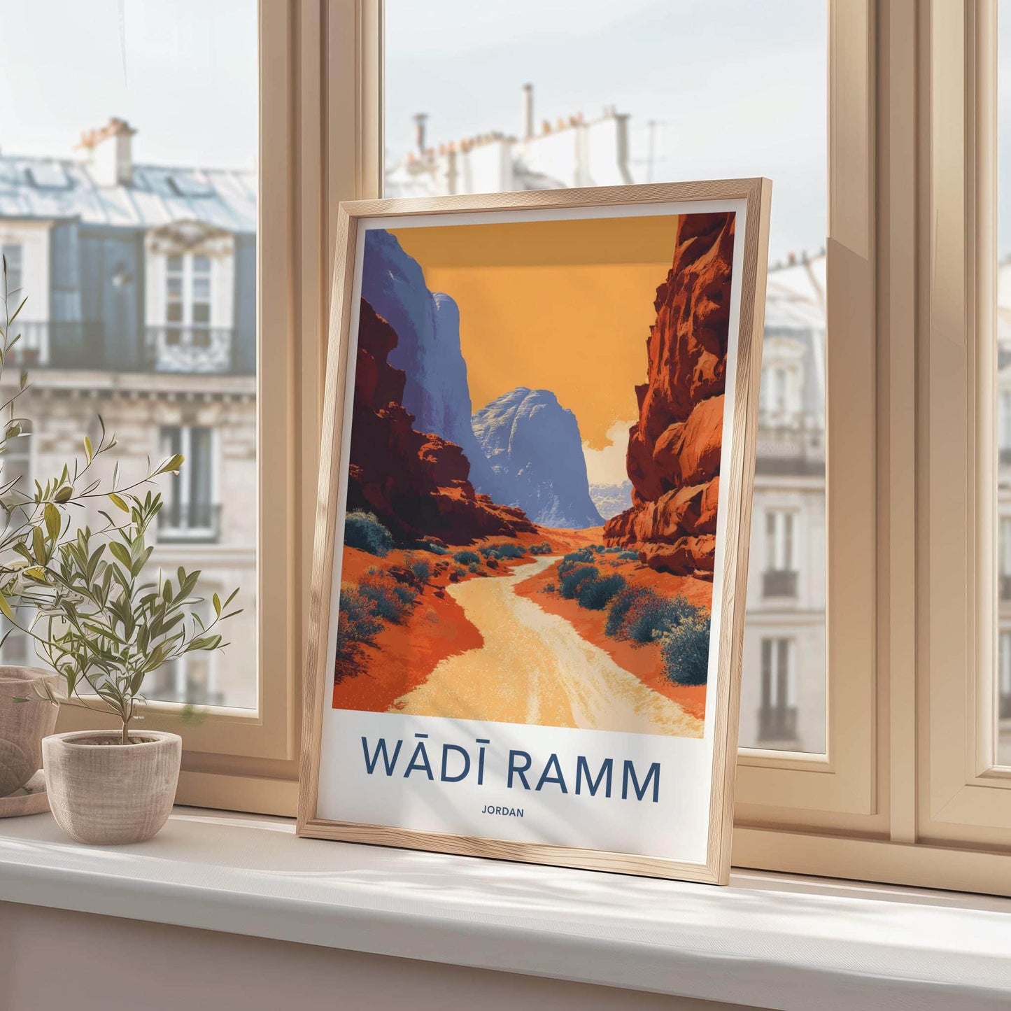 Wadi Ramm Poster - Jordan Travel Art - Desert Valley Path Wall Decor
