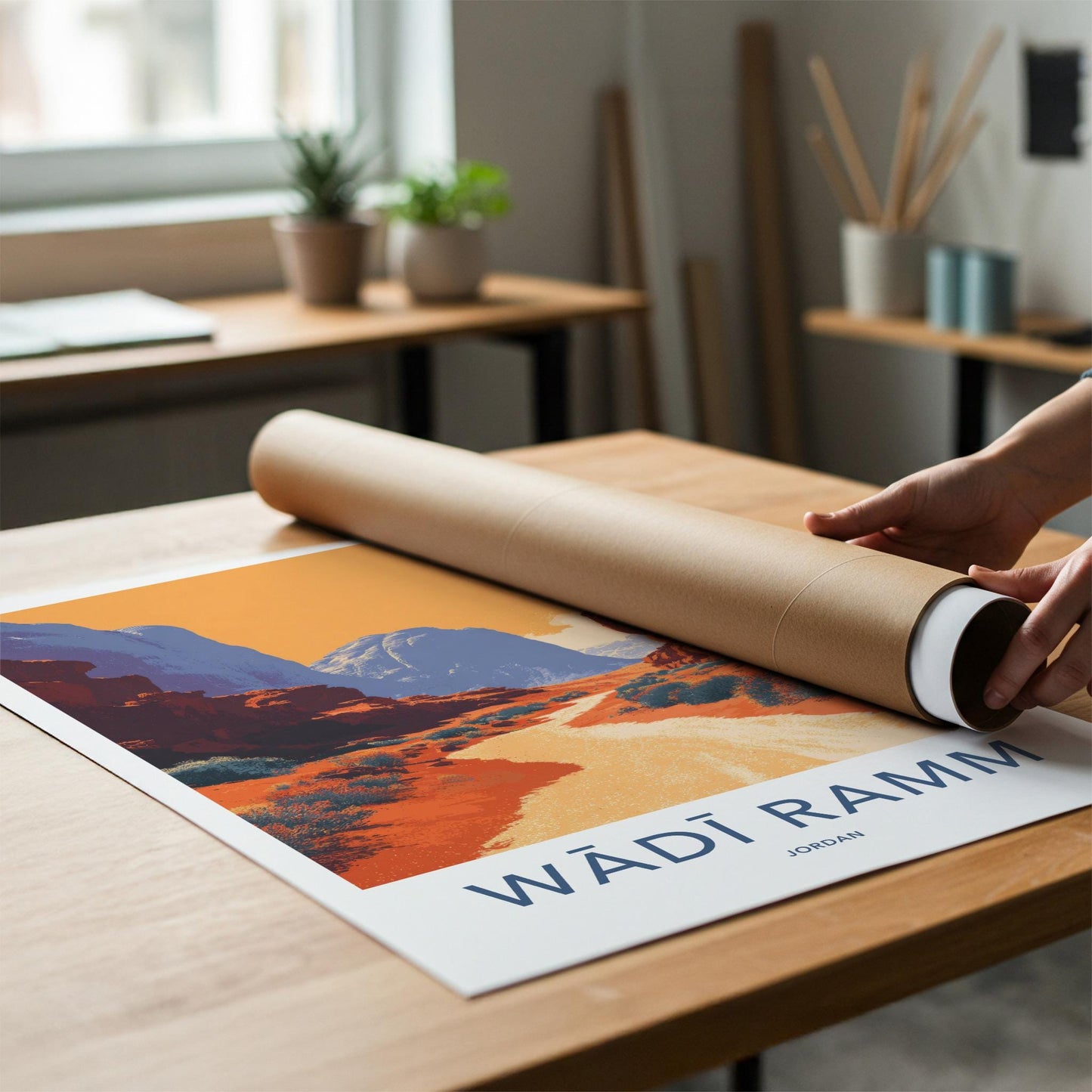 Wadi Ramm Poster - Jordan Travel Art - Desert Valley Path Wall Decor