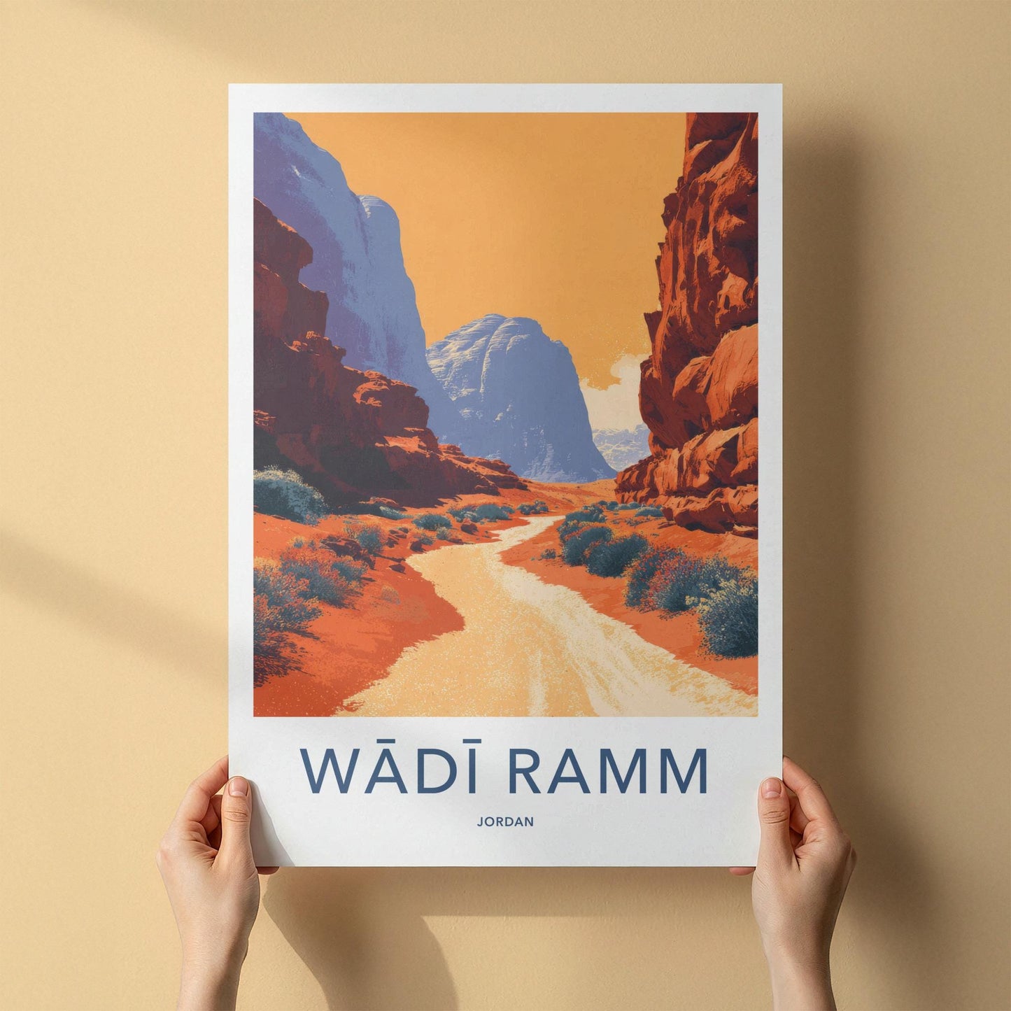 Wadi Ramm Poster - Jordan Travel Art - Desert Valley Path Wall Decor
