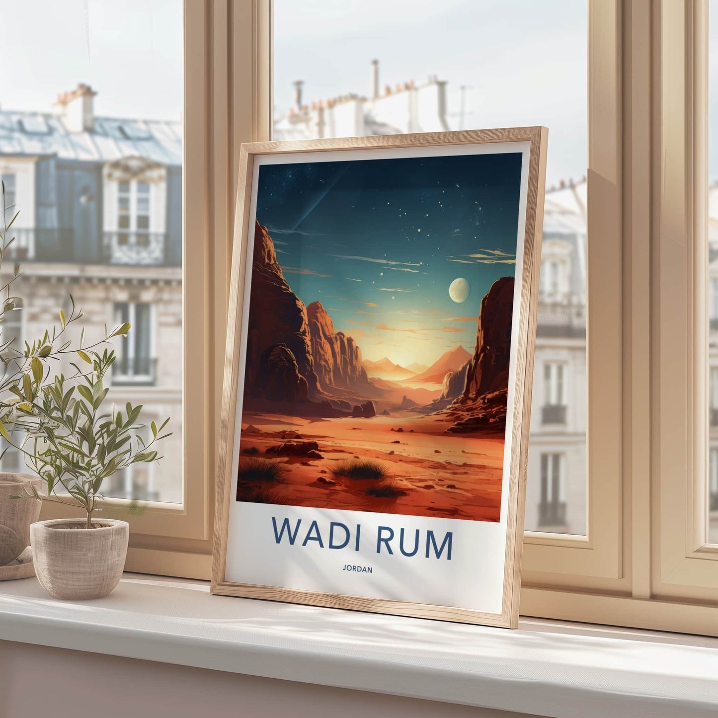 Wadi Rum Poster - Jordan Travel Art - Alien Lunar Desert Home Decor