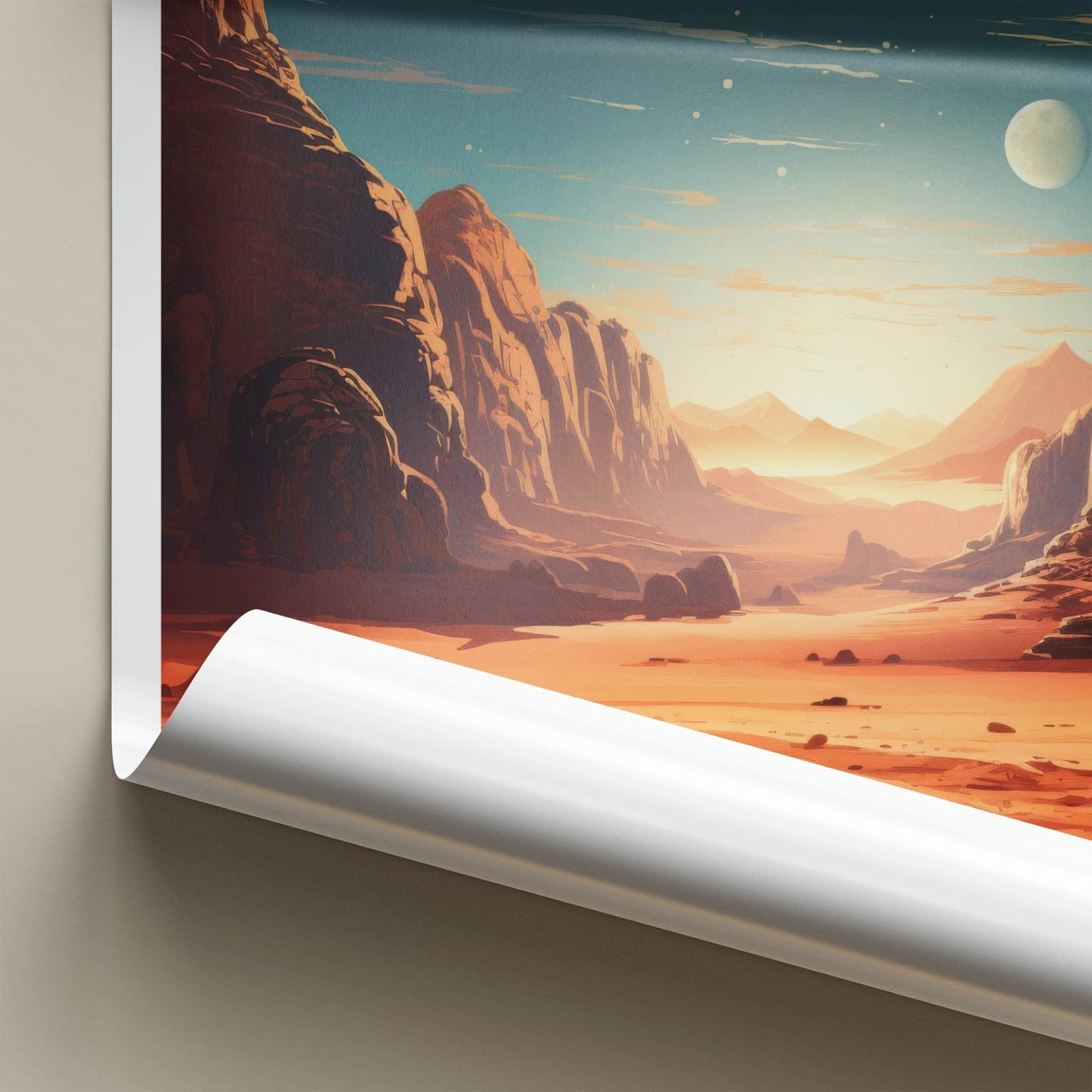 Wadi Rum Poster - Jordan Travel Art - Alien Lunar Desert Home Decor