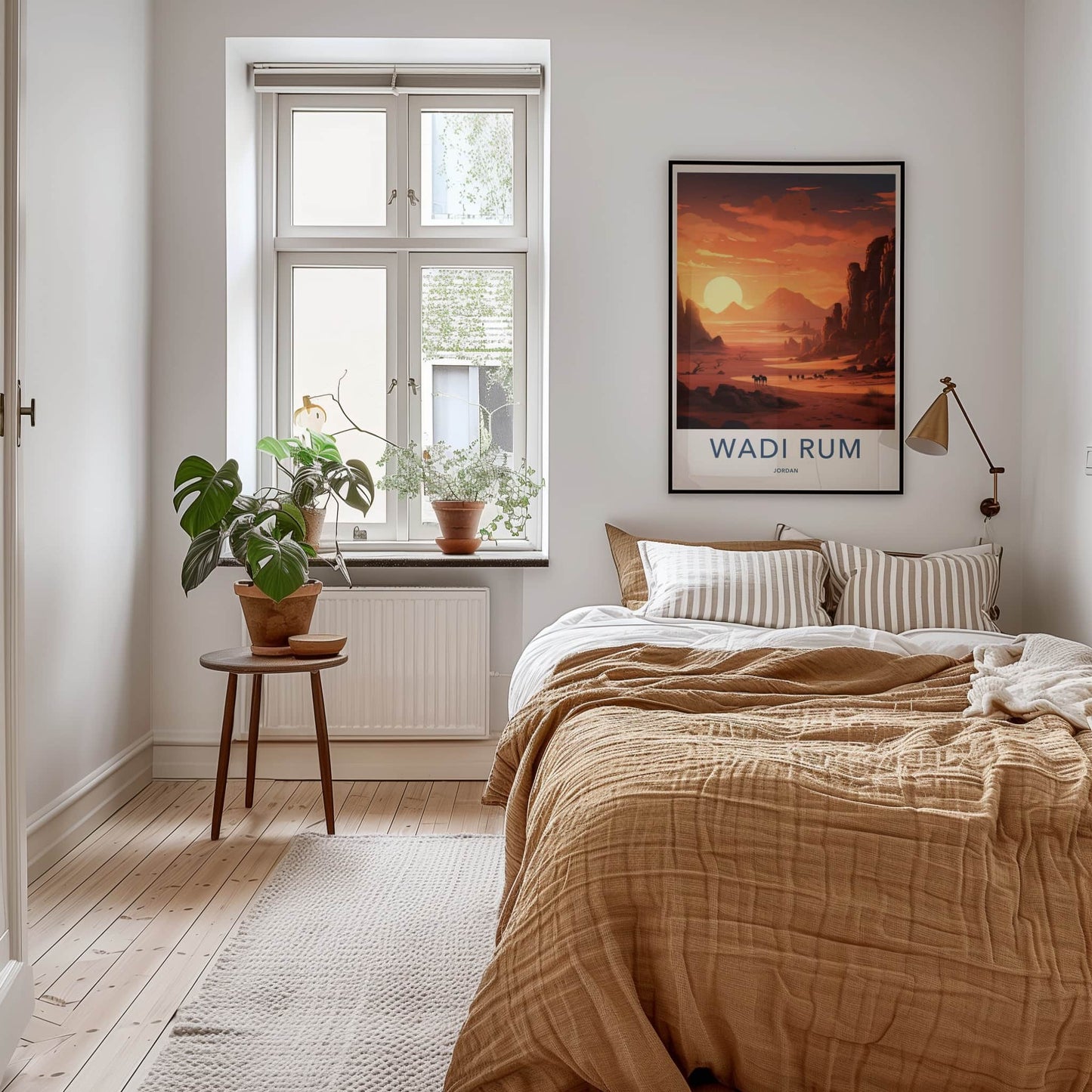 Wadi Rum Poster - Jordan Travel Art - Desert Sunset Caravan Home Decor