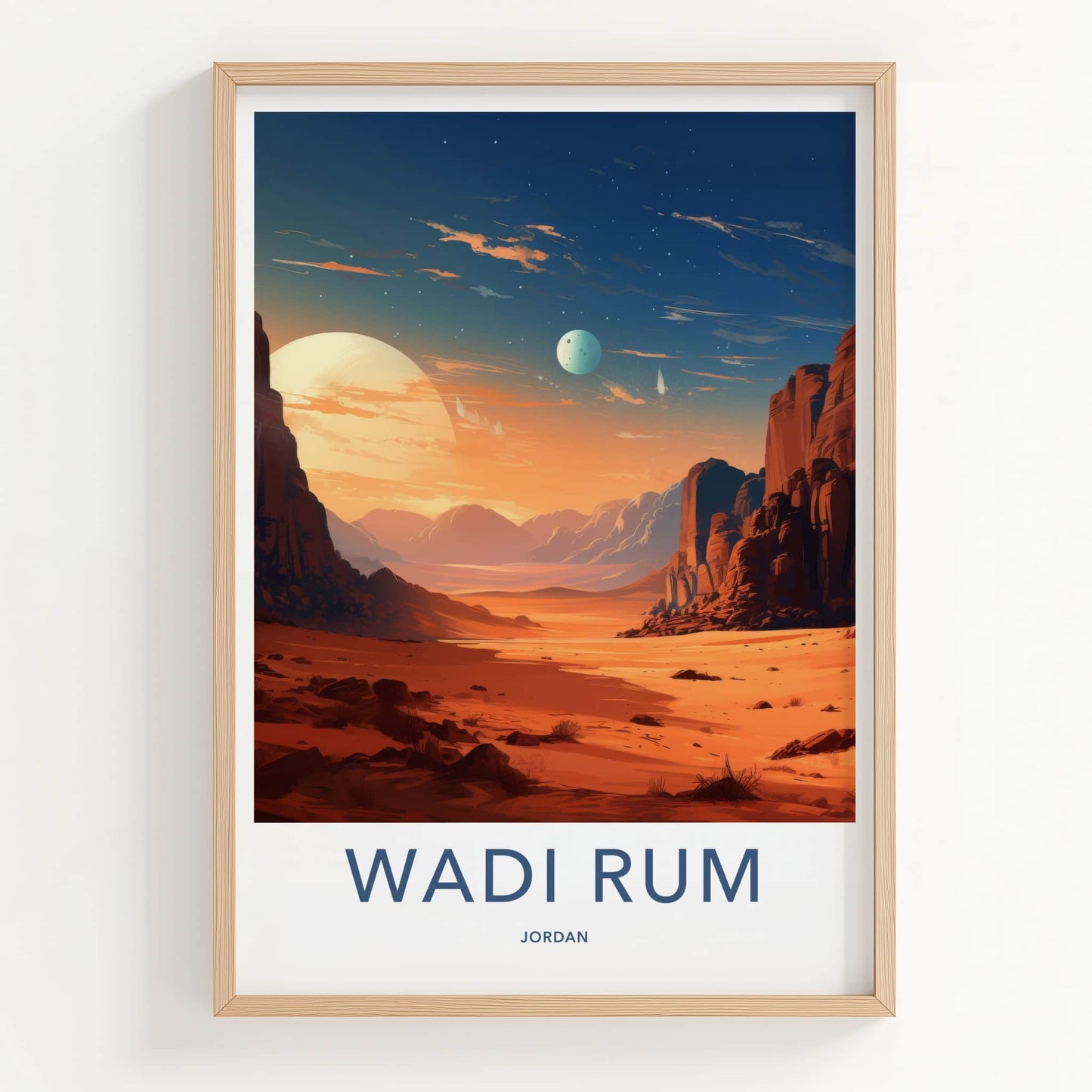 Wadi Rum Poster - Jordan Travel Art - Desert Sunset Home Decor