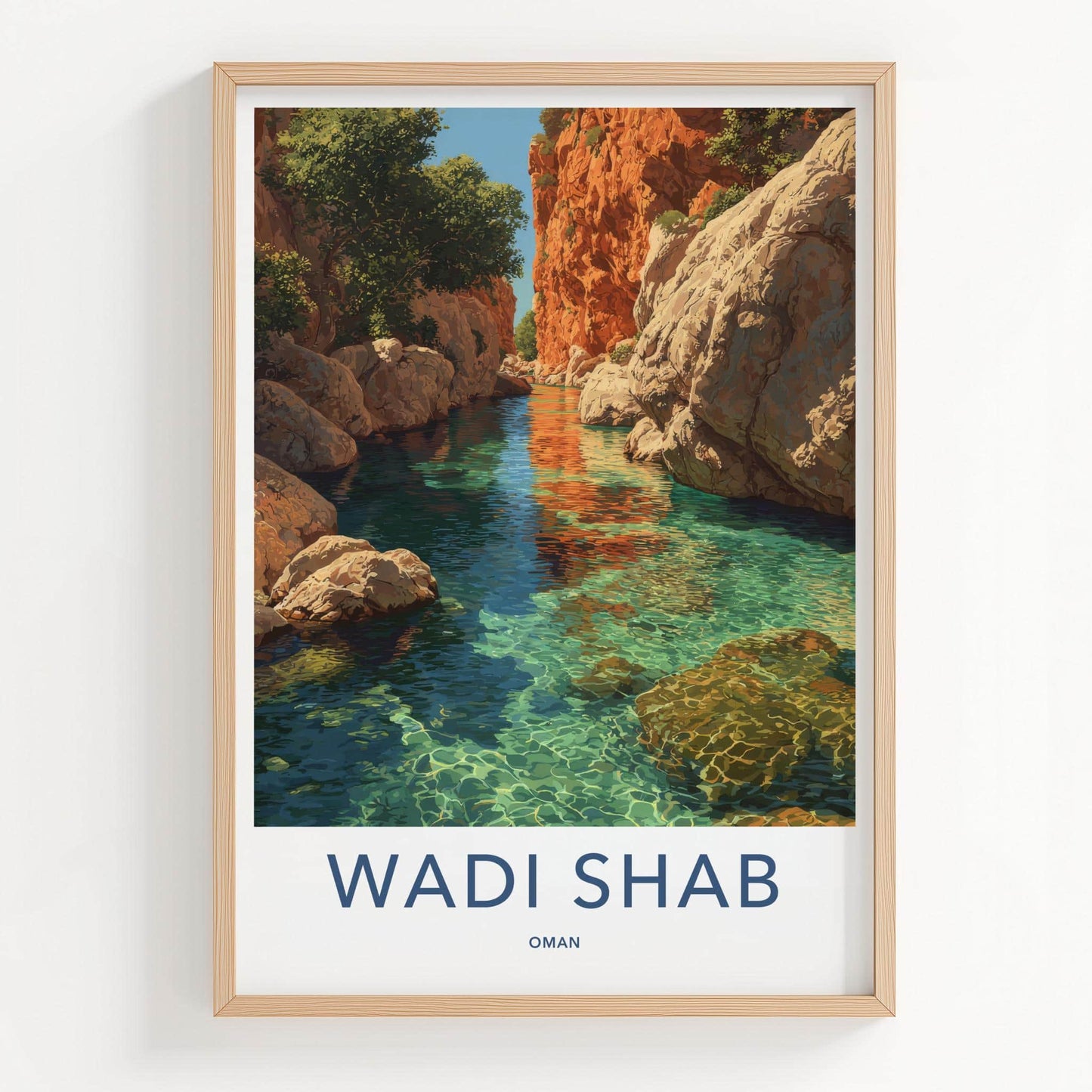 Wadi Shab Poster - Oman Art Print - Clear Canyon Water Home Decor