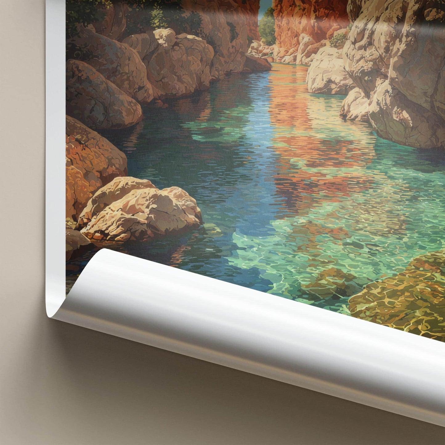 Wadi Shab Poster - Oman Art Print - Clear Canyon Water Home Decor