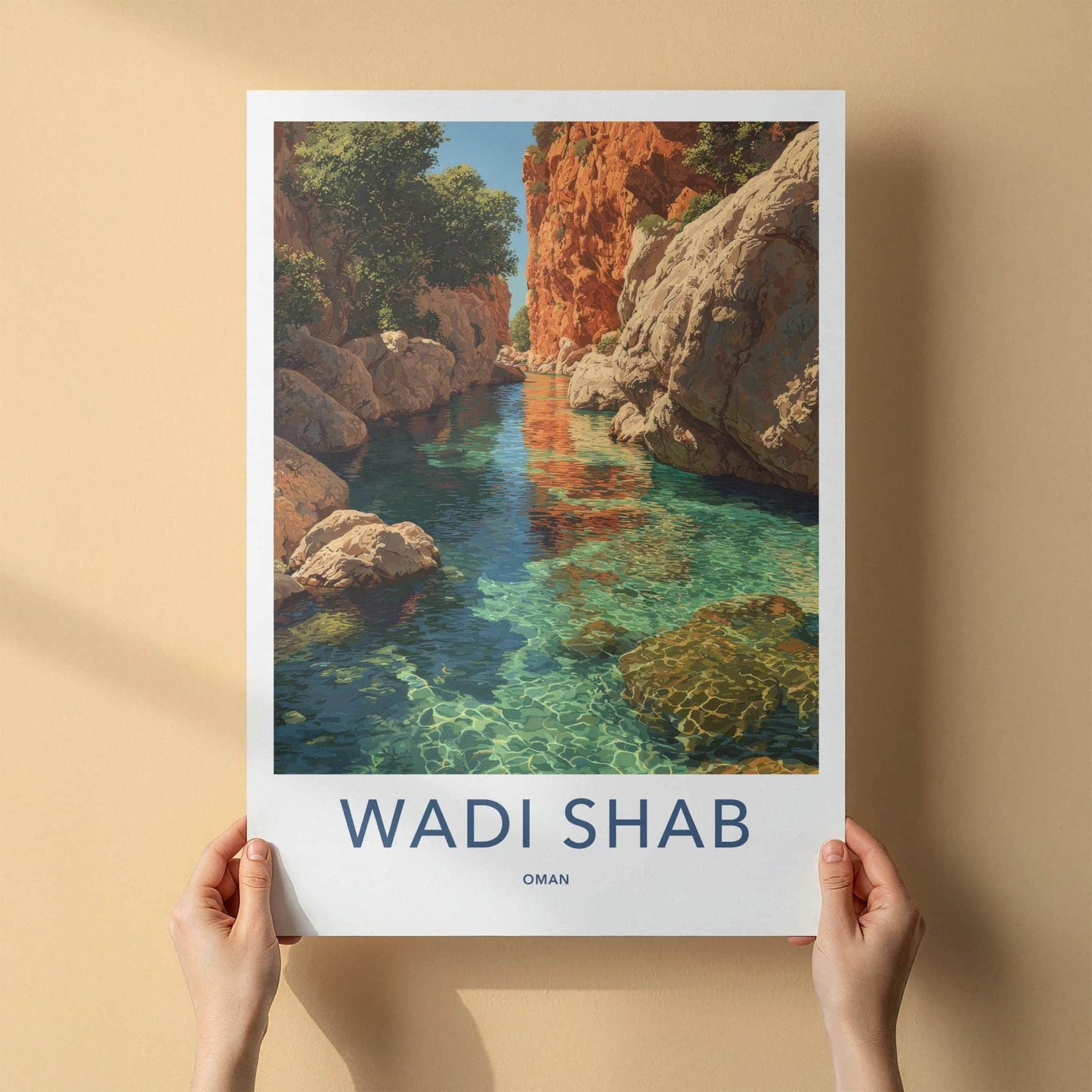 Wadi Shab Poster - Oman Art Print - Clear Canyon Water Home Decor
