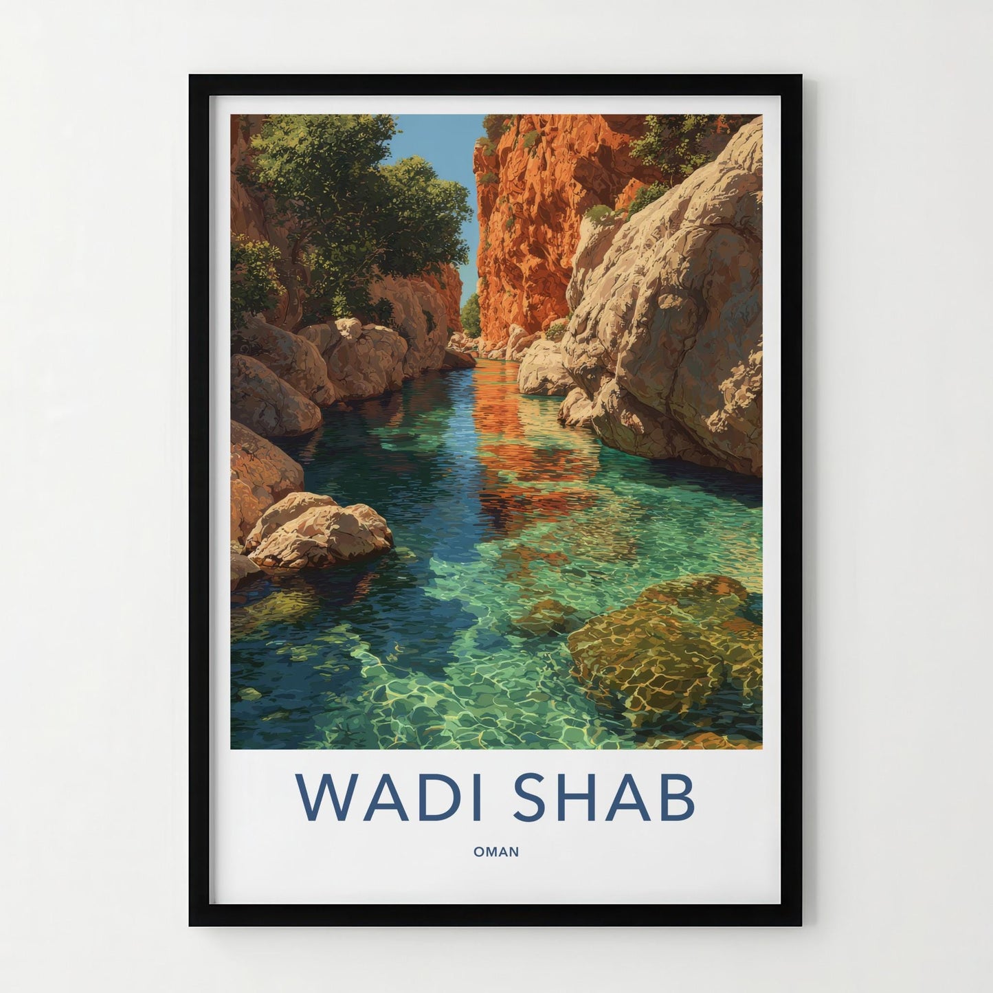 Wadi Shab Poster - Oman Art Print - Clear Canyon Water Home Decor