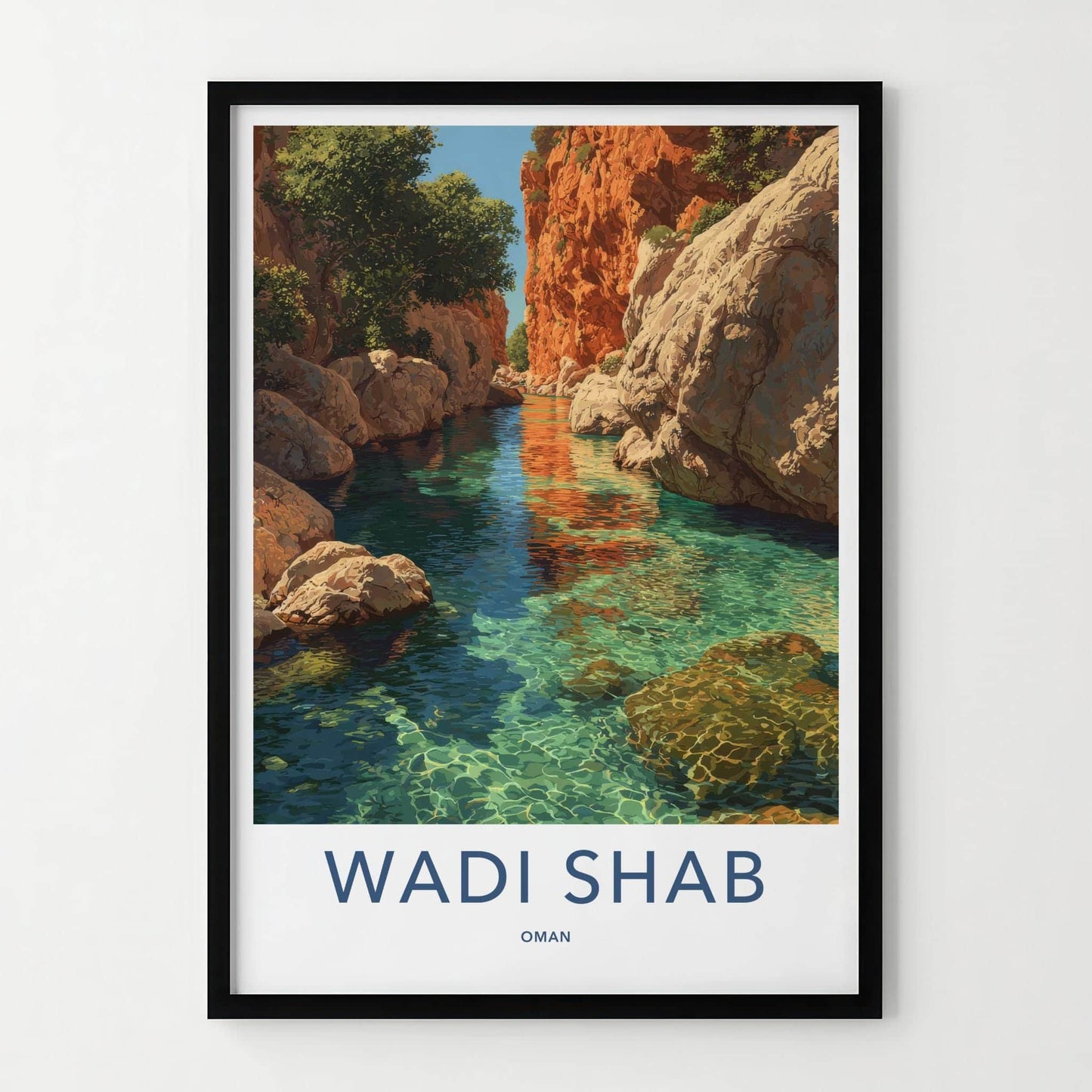 Wadi Shab Poster - Oman Art Print - Clear Canyon Water Home Decor