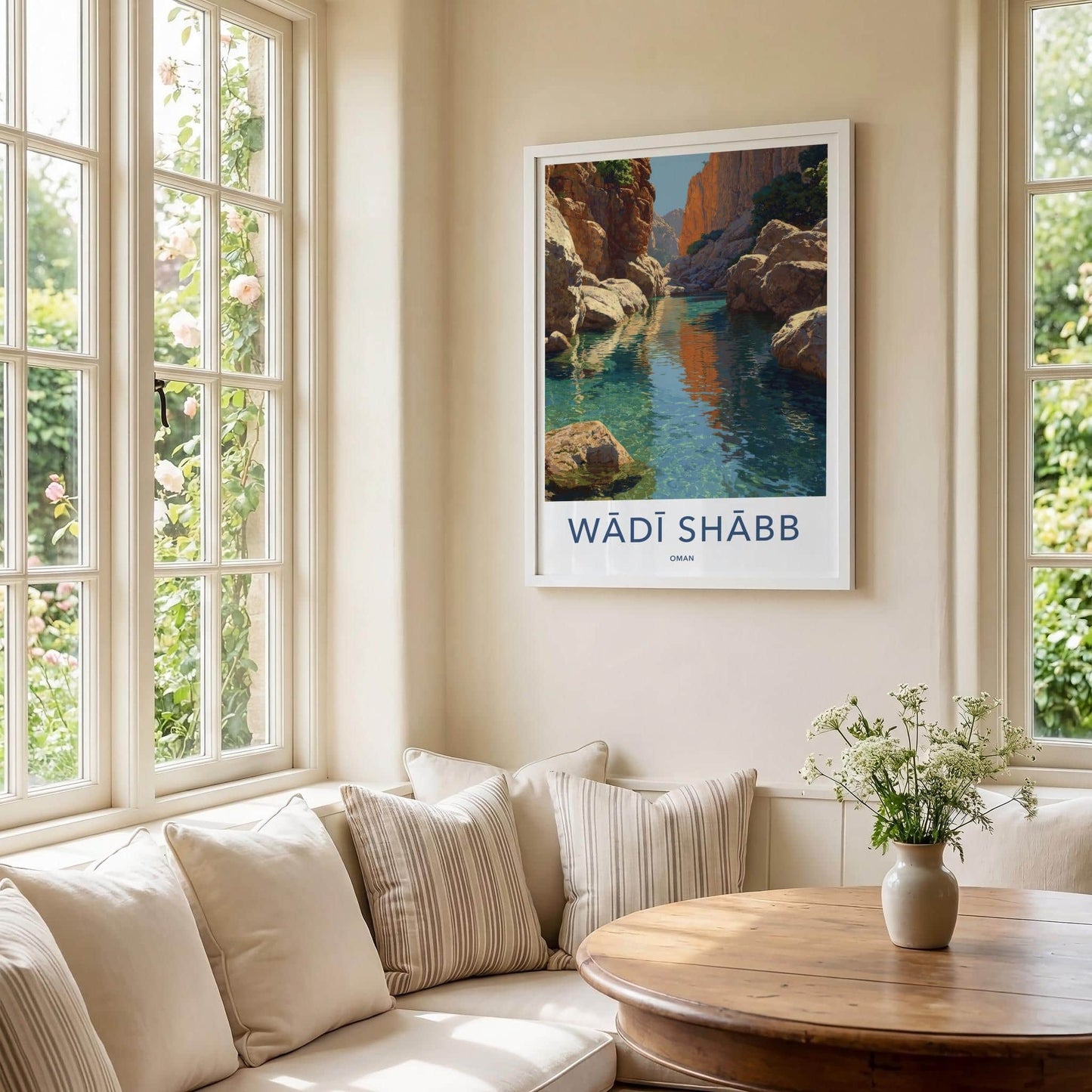 Wadi Shabb Poster - Oman Framed Print - Clear Water Canyon Lounge Decor