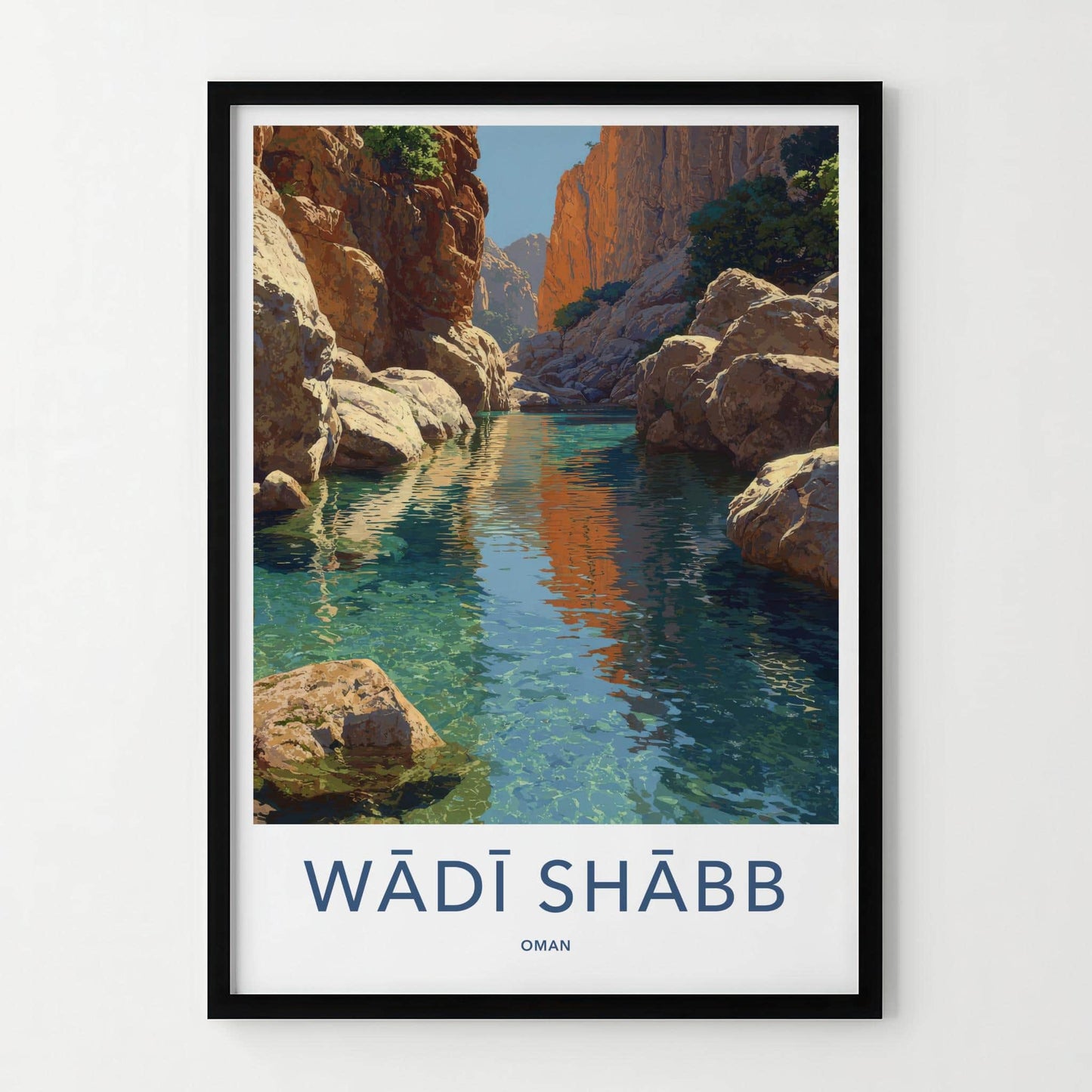 Wadi Shabb Poster - Oman Framed Print - Clear Water Canyon Lounge Decor