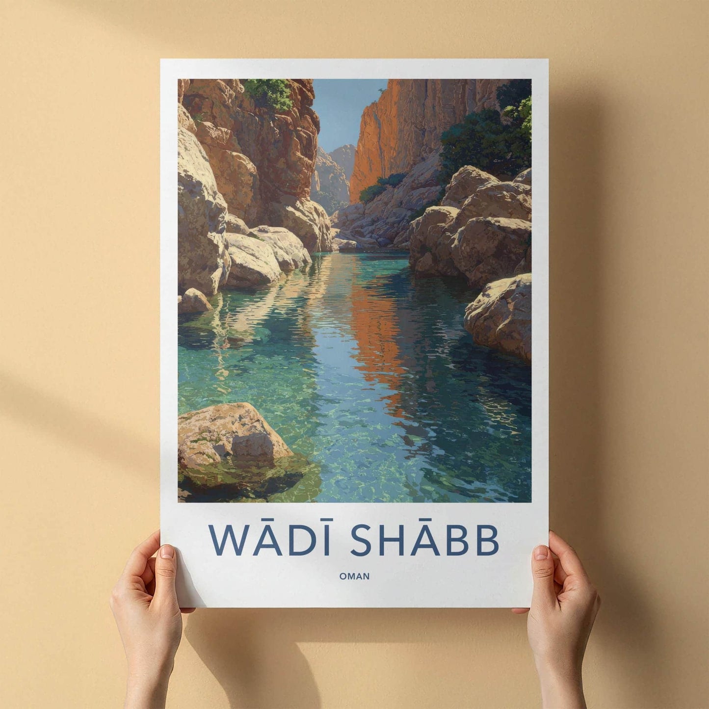 Wadi Shabb Poster - Oman Framed Print - Clear Water Canyon Lounge Decor