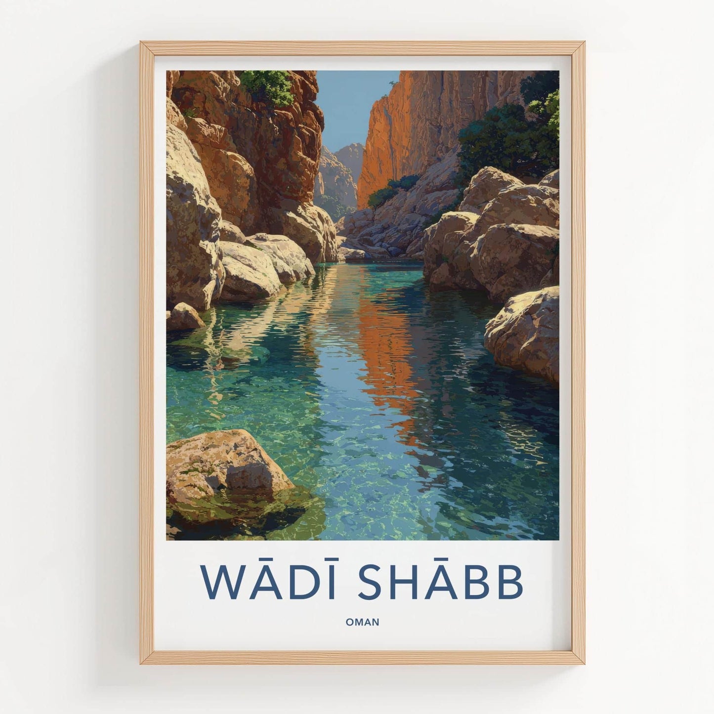 Wadi Shabb Poster - Oman Framed Print - Clear Water Canyon Lounge Decor