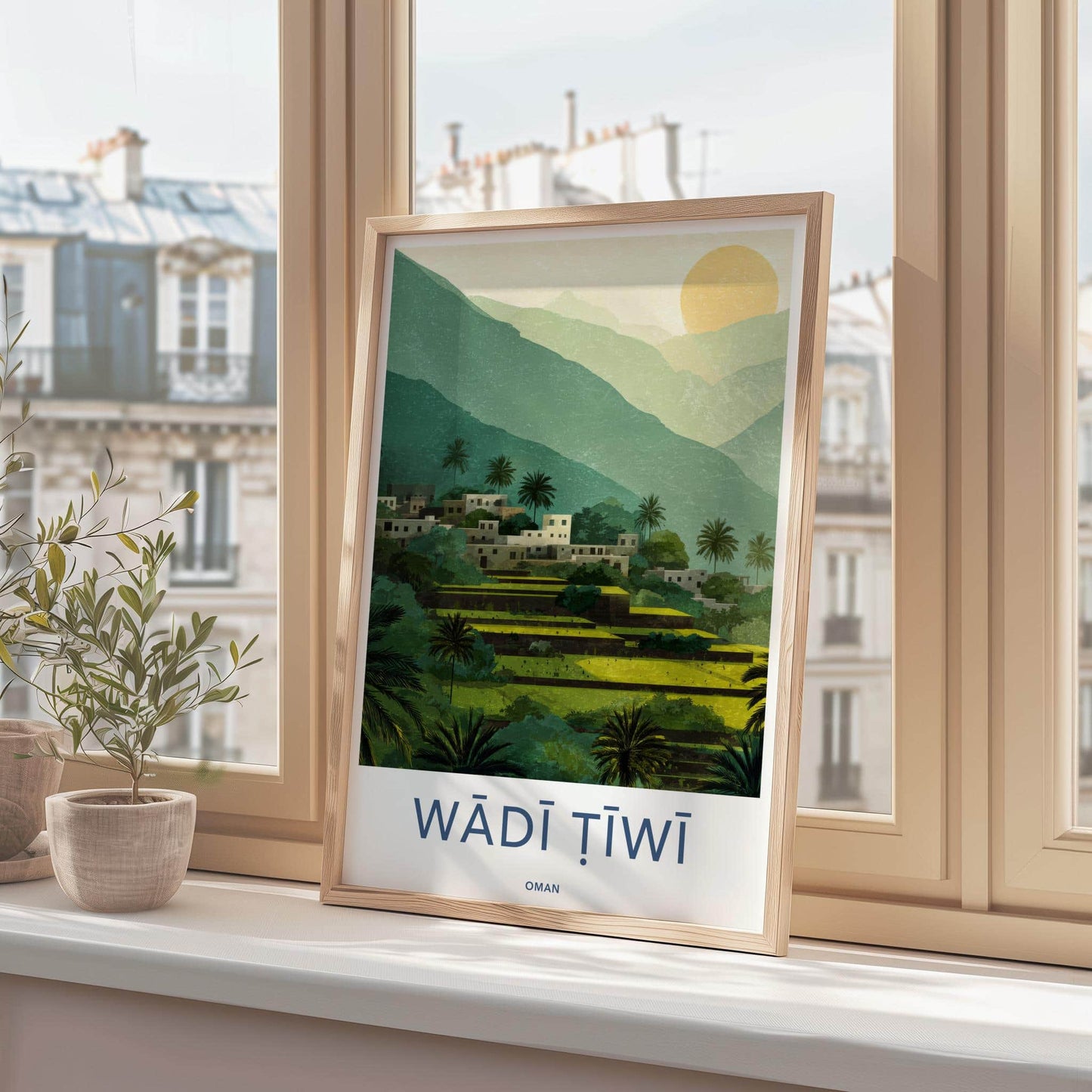Wadi Tiwi Poster - Oman Travel Art - Lush terraced landscape Home Decor