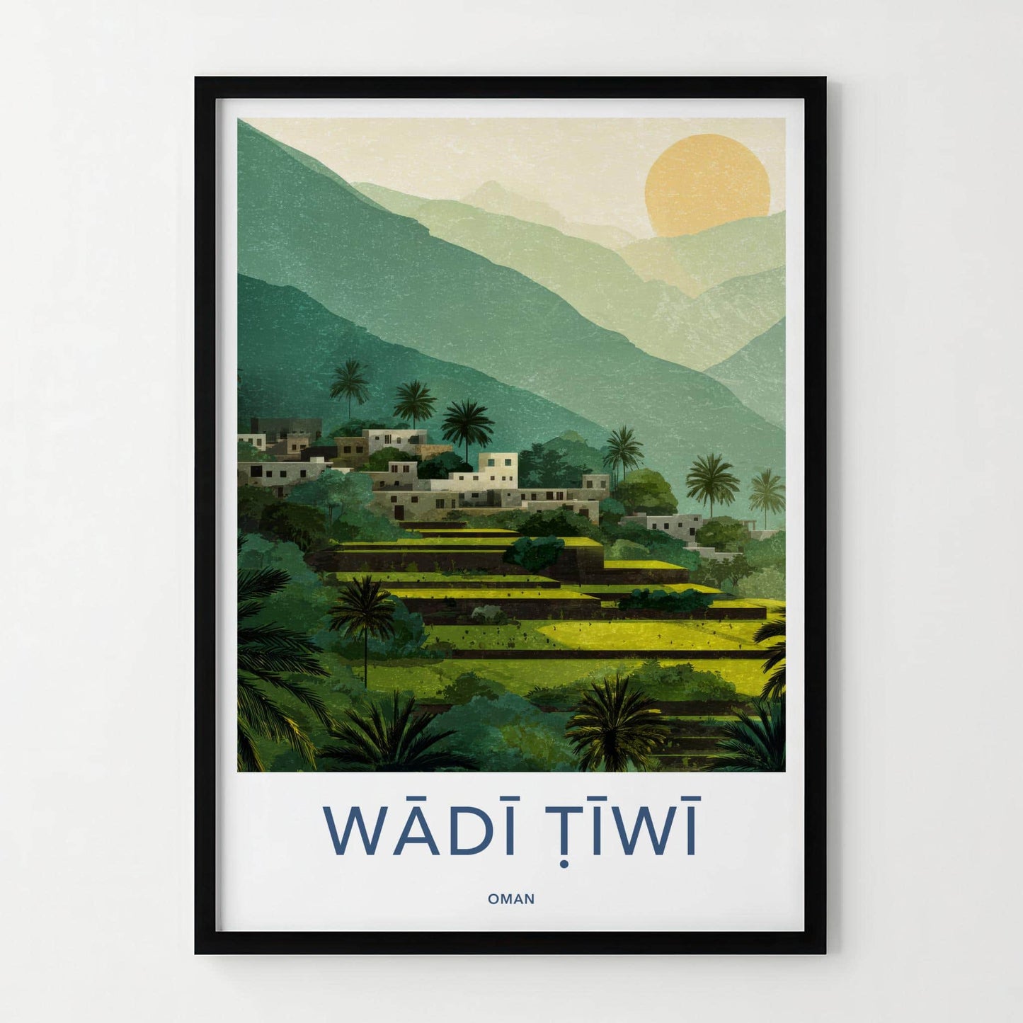 Wadi Tiwi Poster - Oman Travel Art - Lush terraced landscape Home Decor