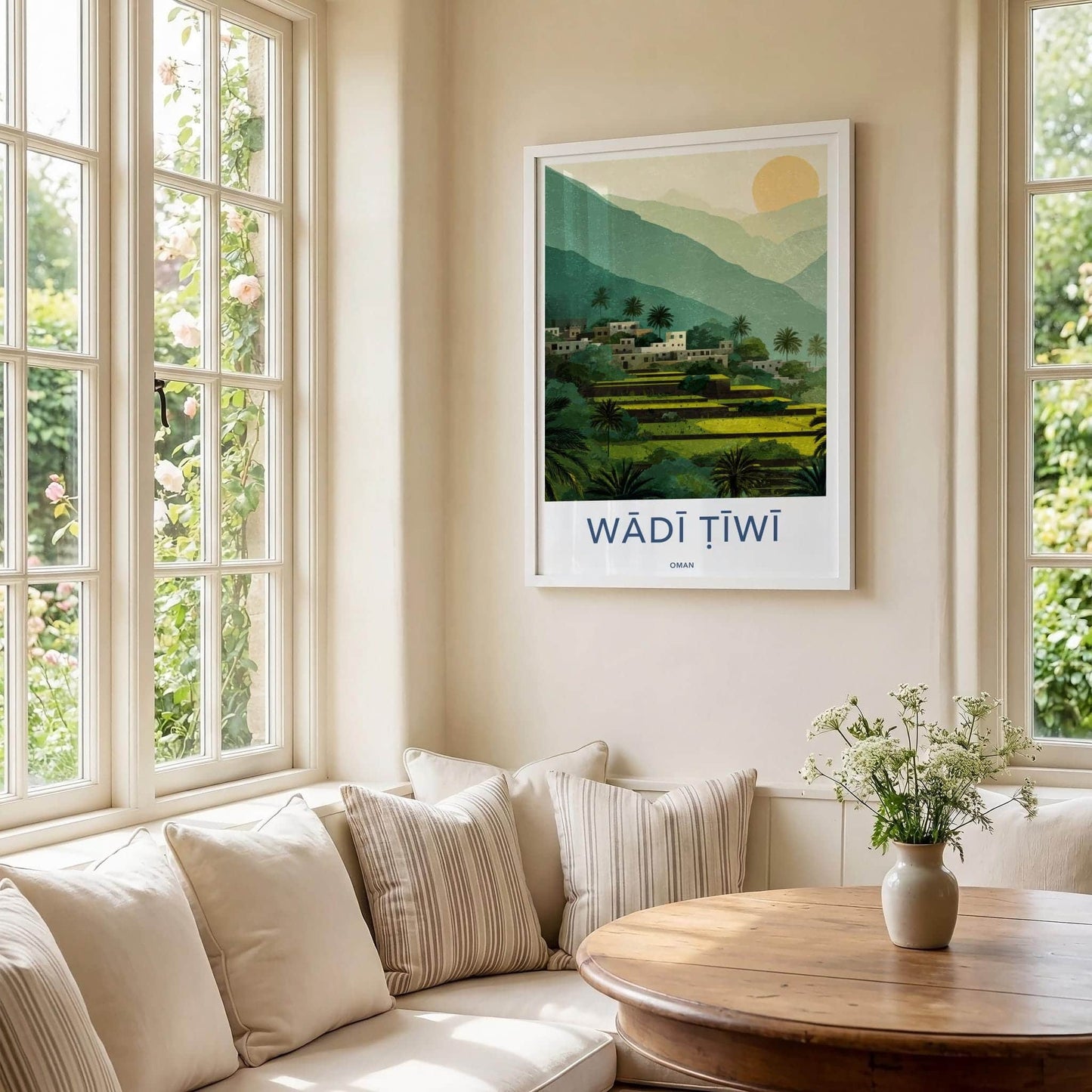 Wadi Tiwi Poster - Oman Travel Art - Lush terraced landscape Home Decor