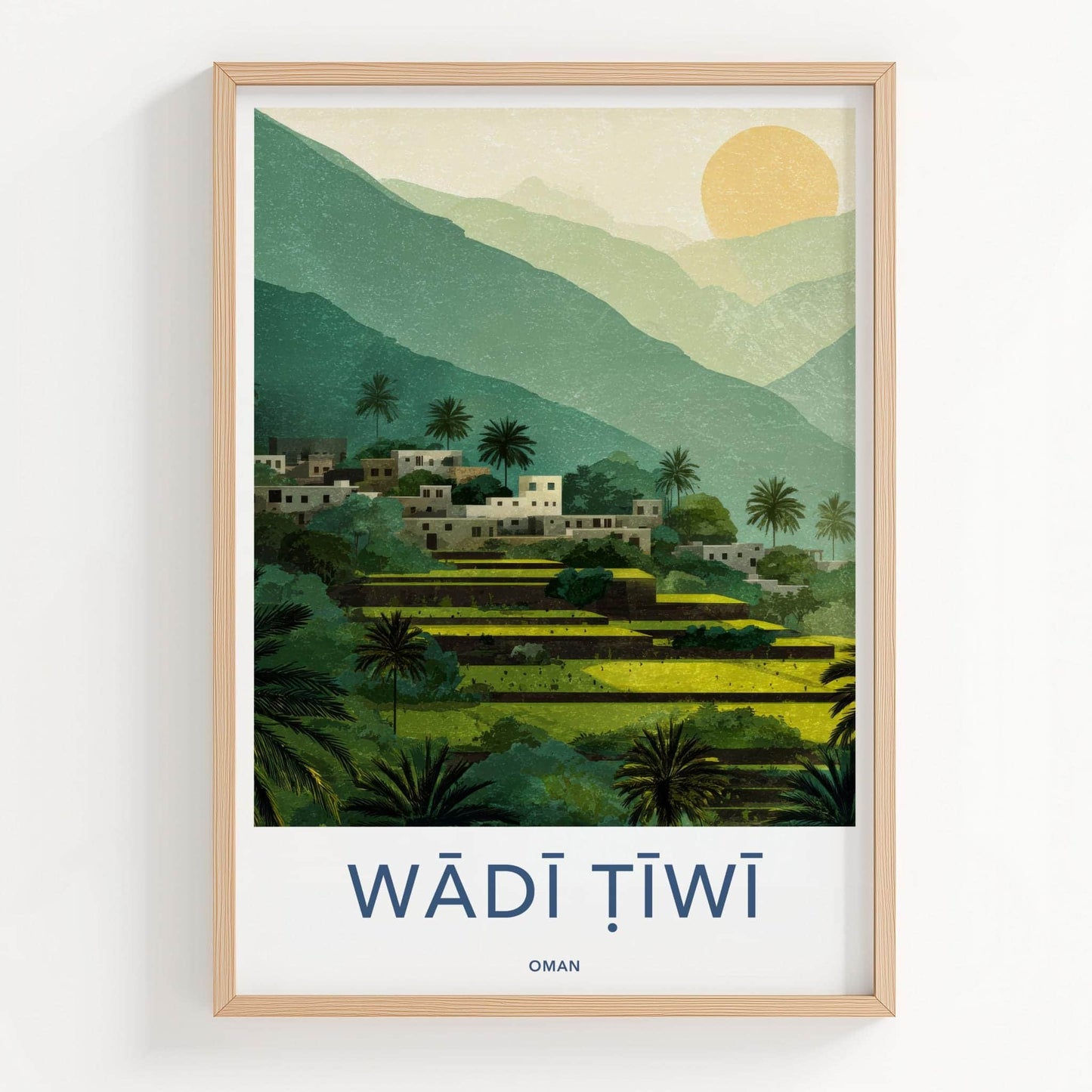 Wadi Tiwi Poster - Oman Travel Art - Lush terraced landscape Home Decor