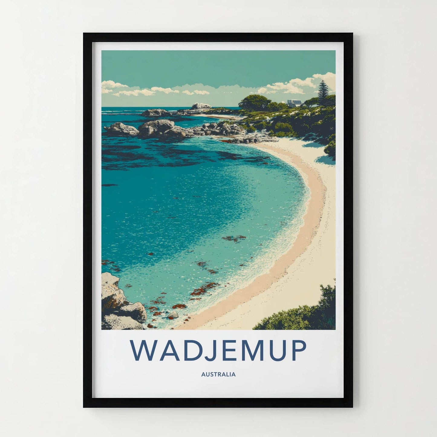 Wadjemup Poster - Australia Travel Art - Coastal Beach Landscape Home Decor