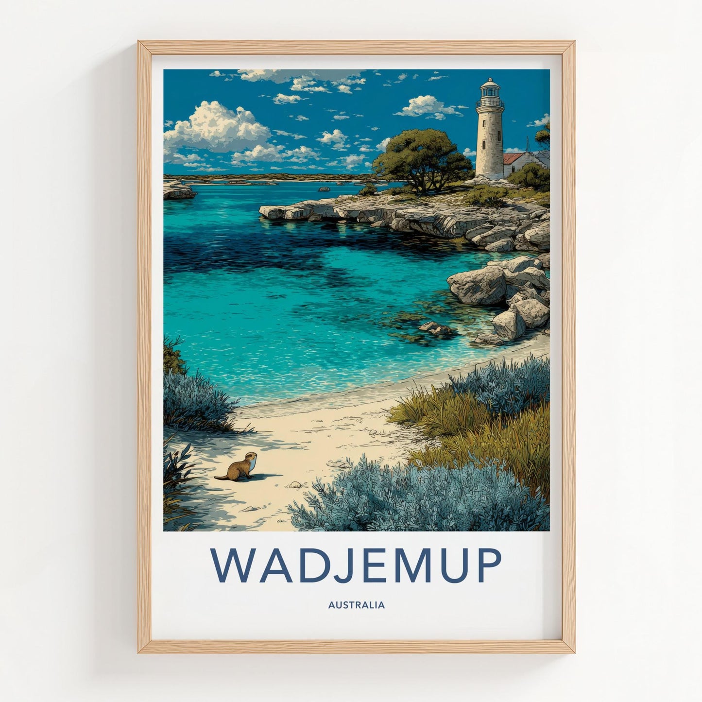 Wadjemup Poster - Australia Travel Art - Coastal Clear Water Home Decor