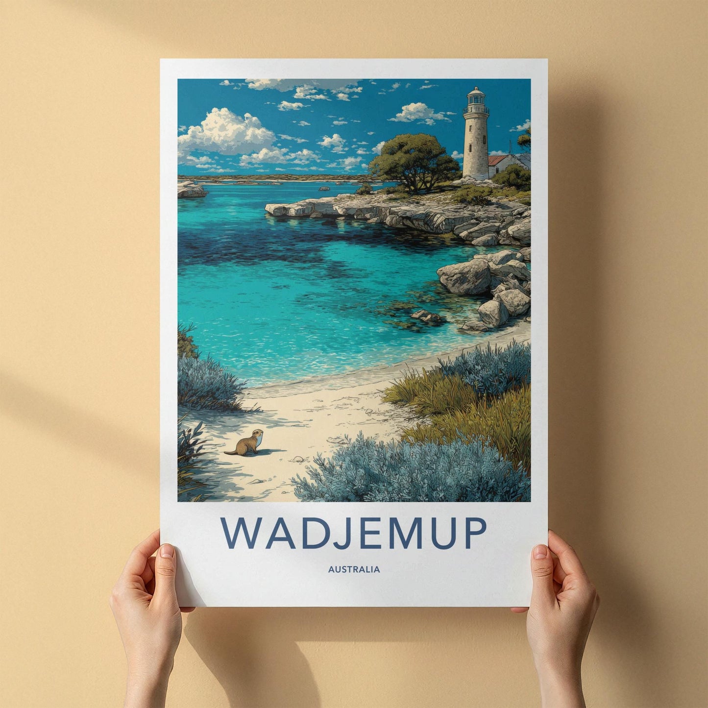 Wadjemup Poster - Australia Travel Art - Coastal Clear Water Home Decor