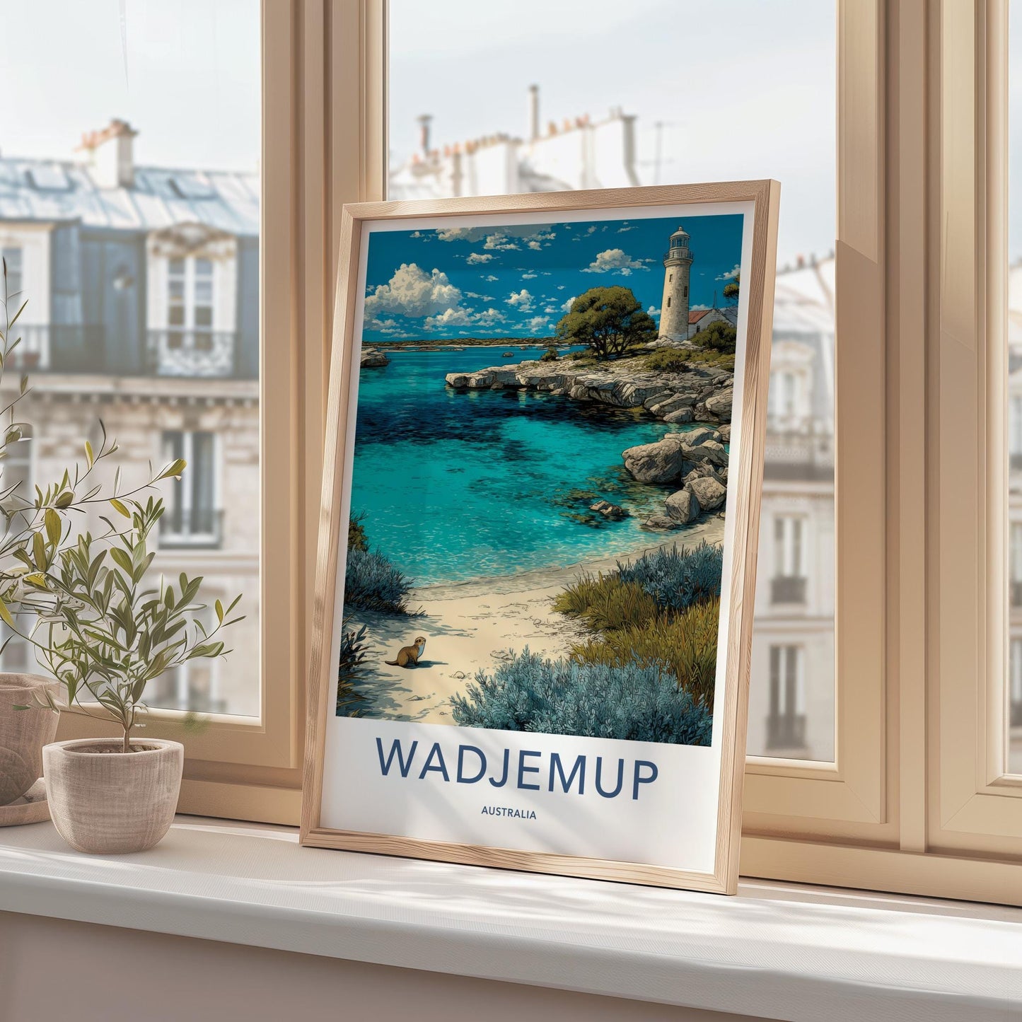 Wadjemup Poster - Australia Travel Art - Coastal Clear Water Home Decor