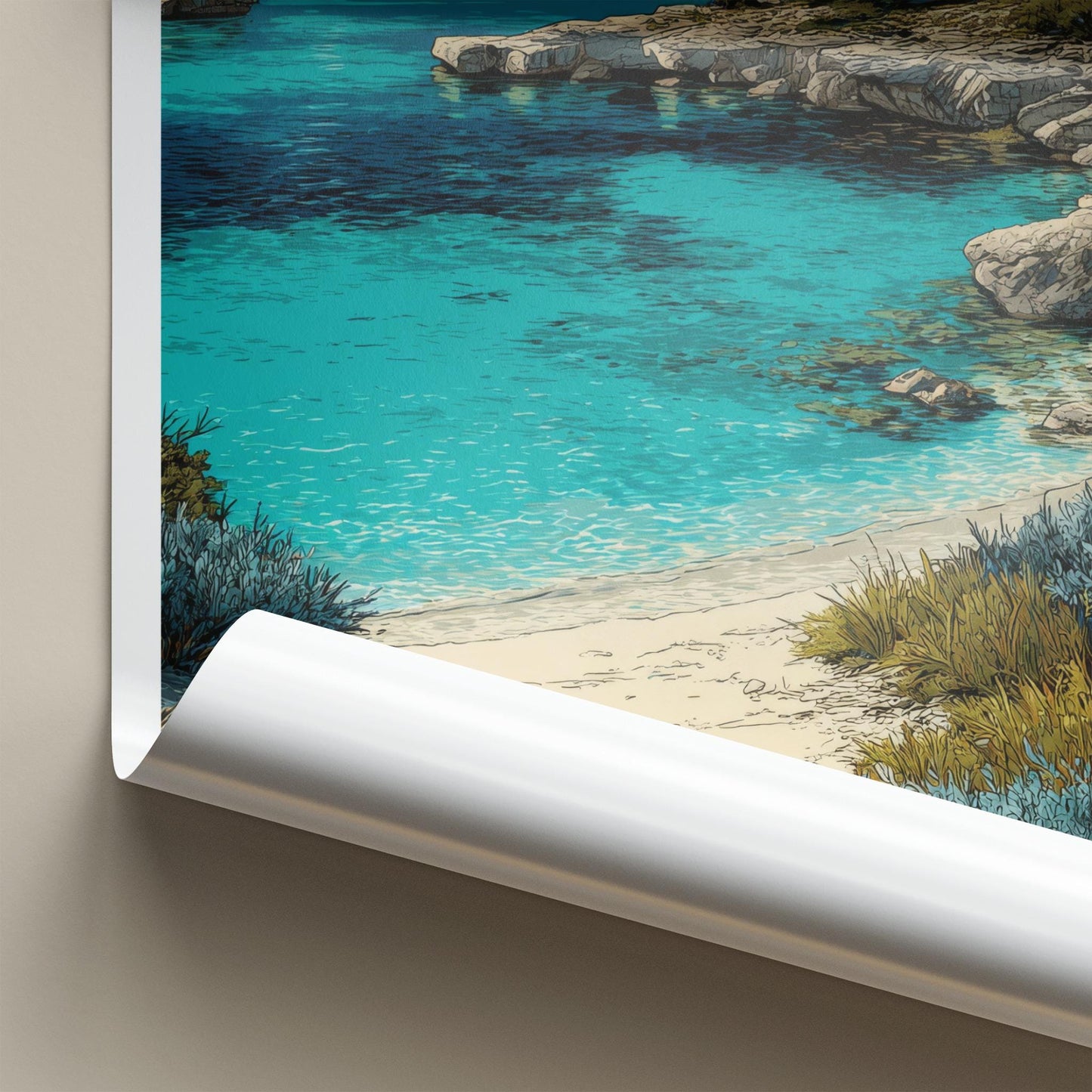 Wadjemup Poster - Australia Travel Art - Coastal Clear Water Home Decor