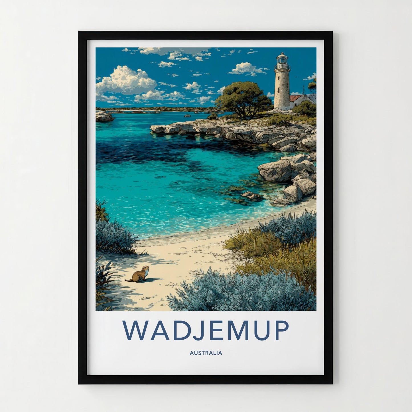 Wadjemup Poster - Australia Travel Art - Coastal Clear Water Home Decor
