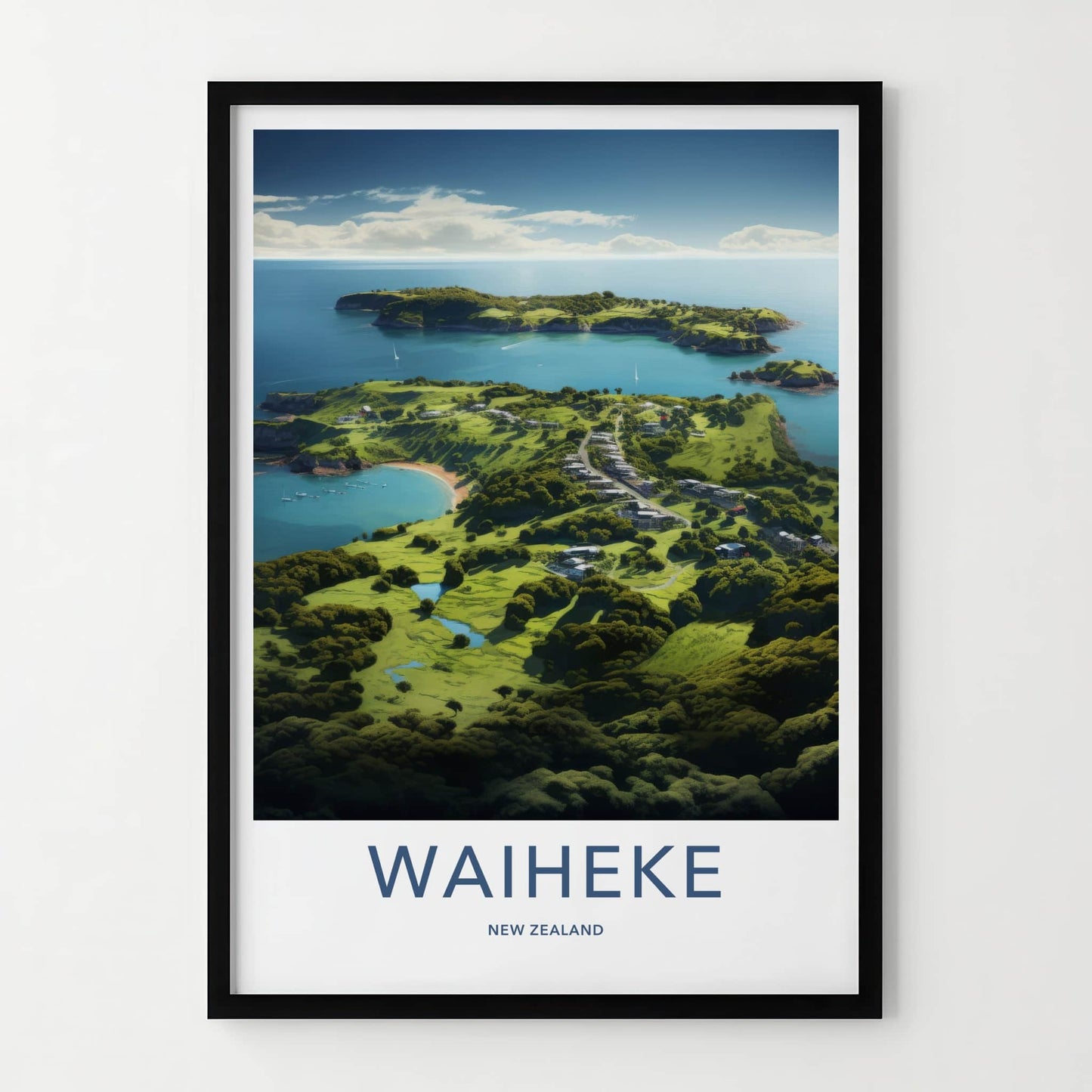 Waiheke Poster - New Zealand Travel Art - Lush Island Retreat Home Decor