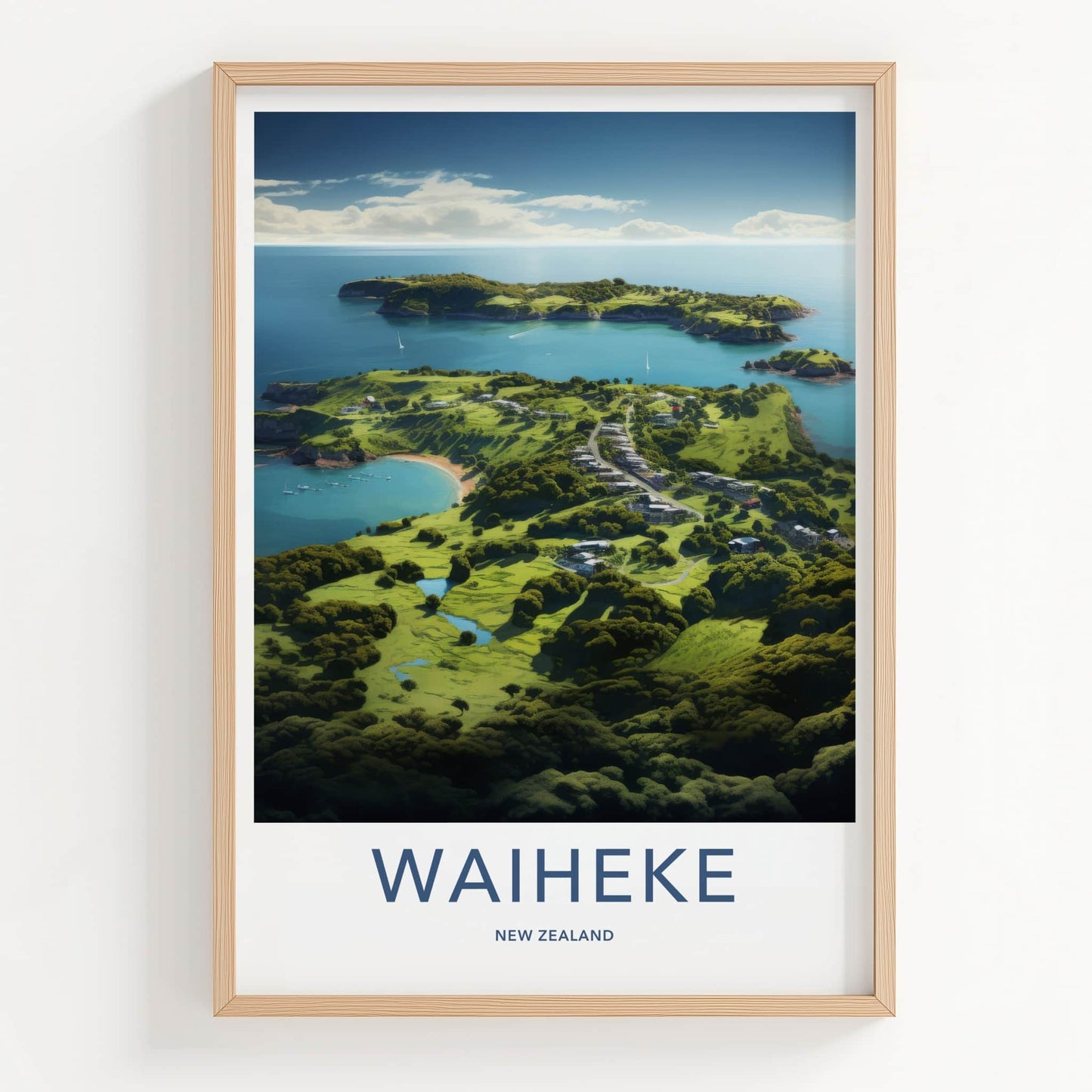 Waiheke Poster - New Zealand Travel Art - Lush Island Retreat Home Decor