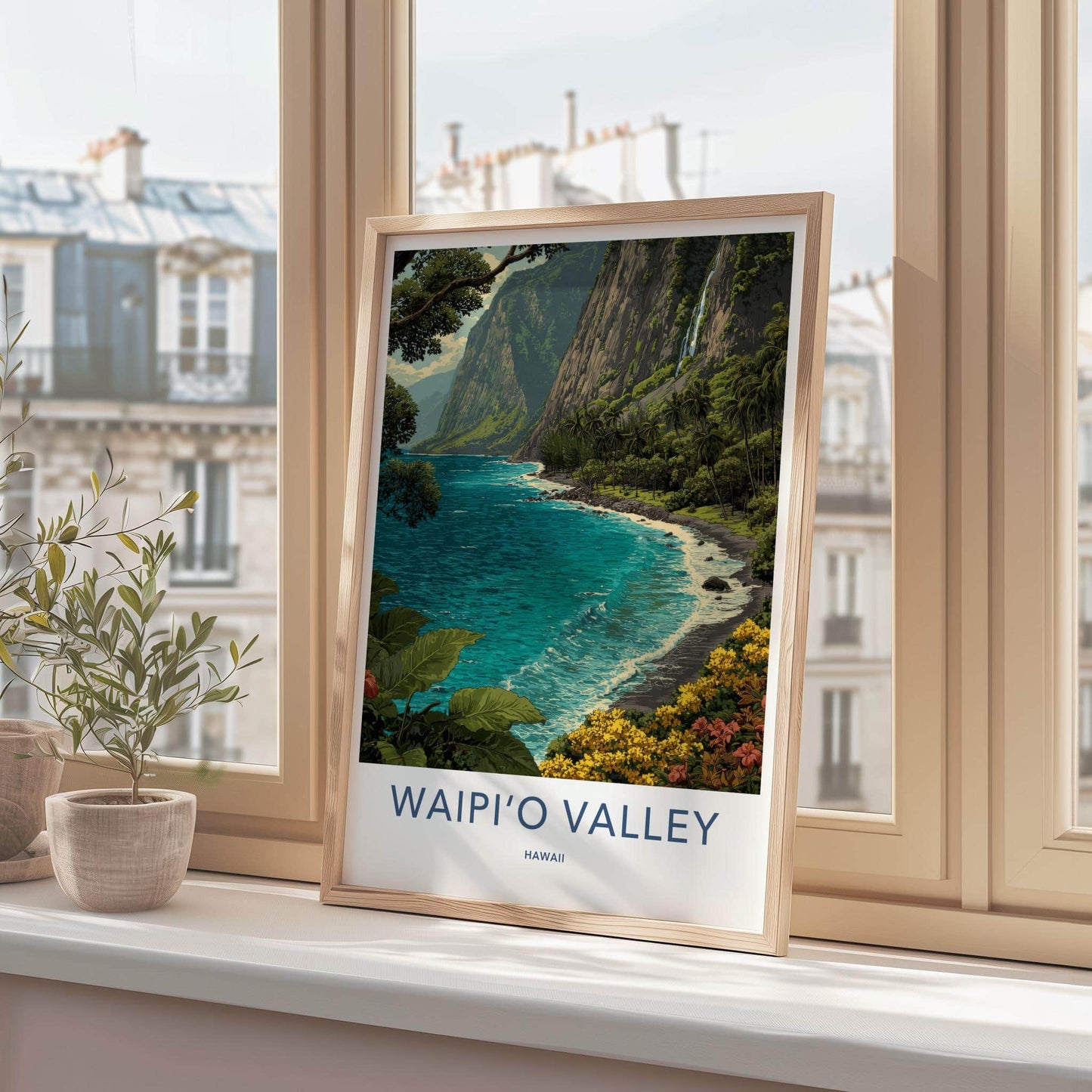 Waipio Valley Poster - Hawaii Travel Art - Lush Valley Beach Home Decor