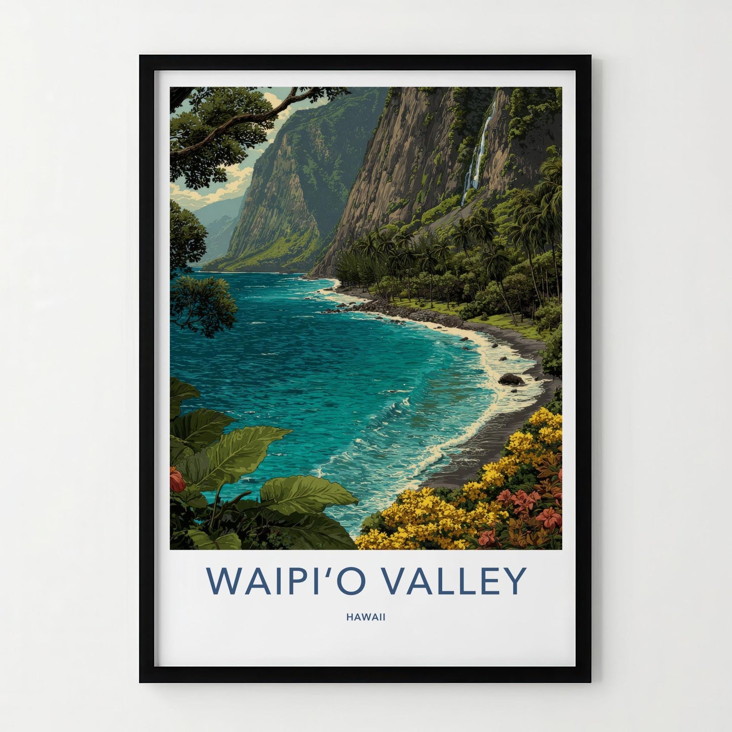 Waipio Valley Poster - Hawaii Travel Art - Lush Valley Beach Home Decor