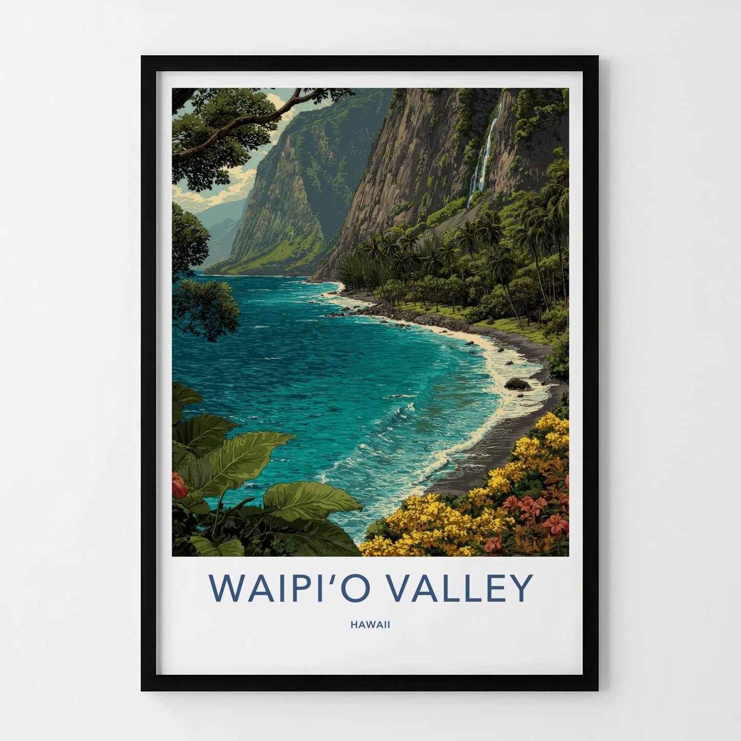 Waipio Valley Poster - Hawaii Travel Art - Lush Valley Beach Home Decor