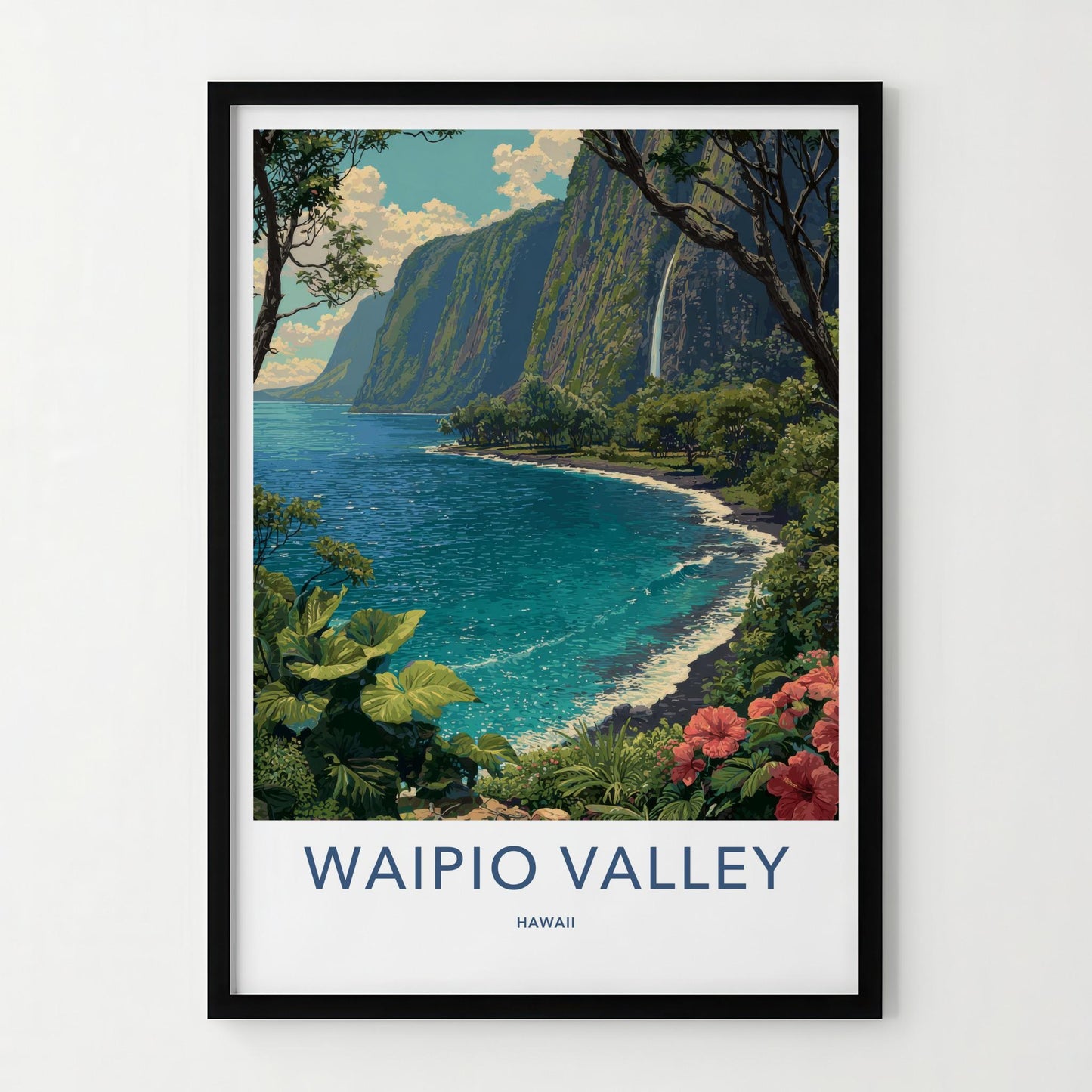 Waipio Valley Poster - Hawaii Wall Art - Lush Coastal Waterfall Home Decor