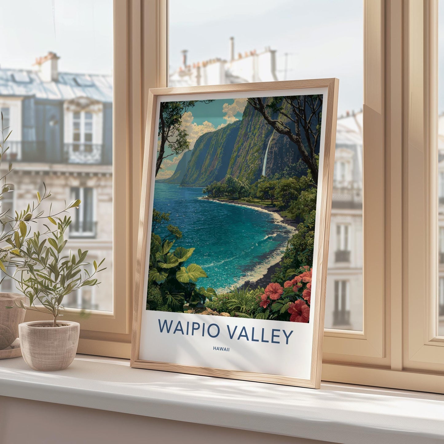 Waipio Valley Poster - Hawaii Wall Art - Lush Coastal Waterfall Home Decor