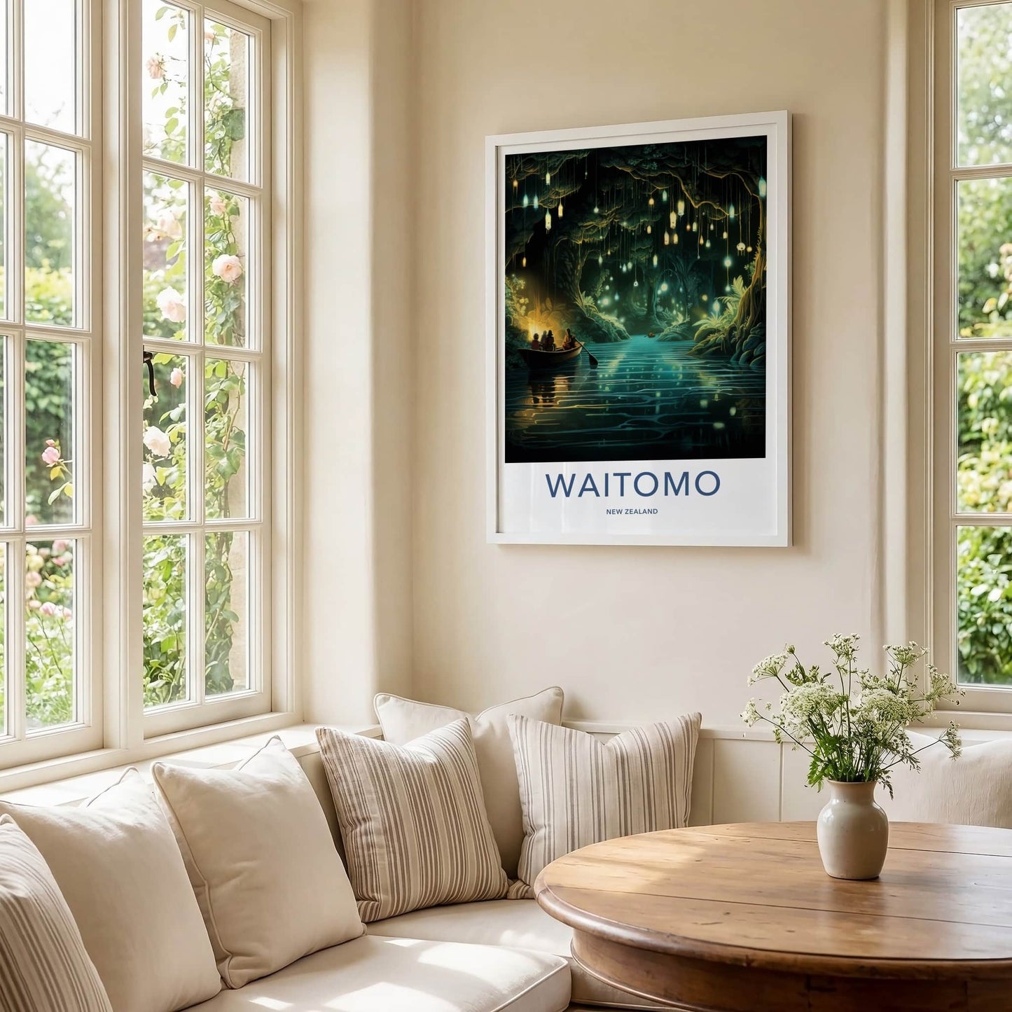 Waitomo Poster - New Zealand Travel Art - Glowworm Cave River Home Decor