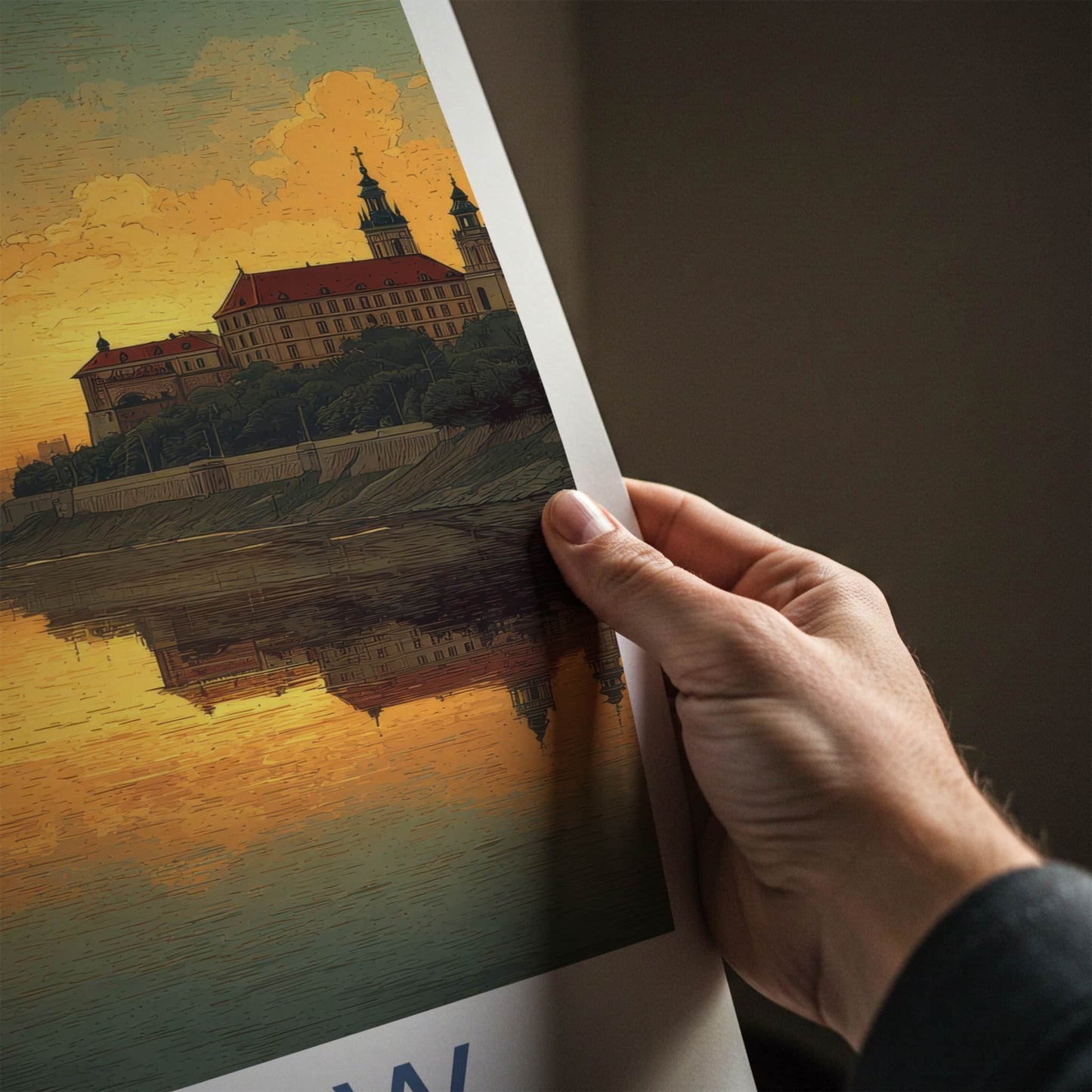 Warsaw Poster - Poland Travel Art - Golden River City Home Decor