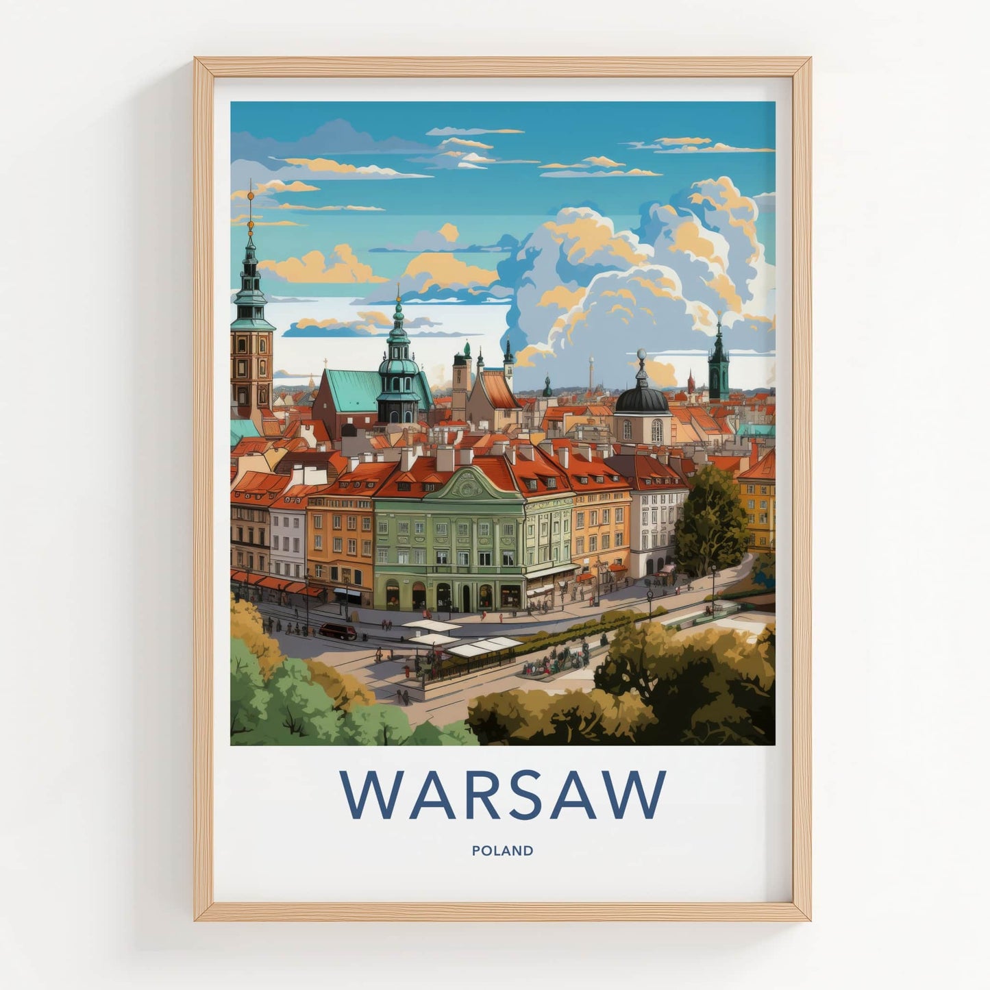 Warsaw Poster - Poland Travel Art - Vibrant Urban Vista Home Decor
