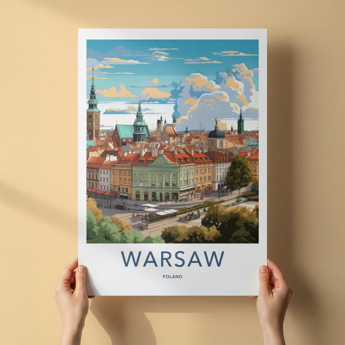 Warsaw Poster - Poland Travel Art - Vibrant Urban Vista Home Decor